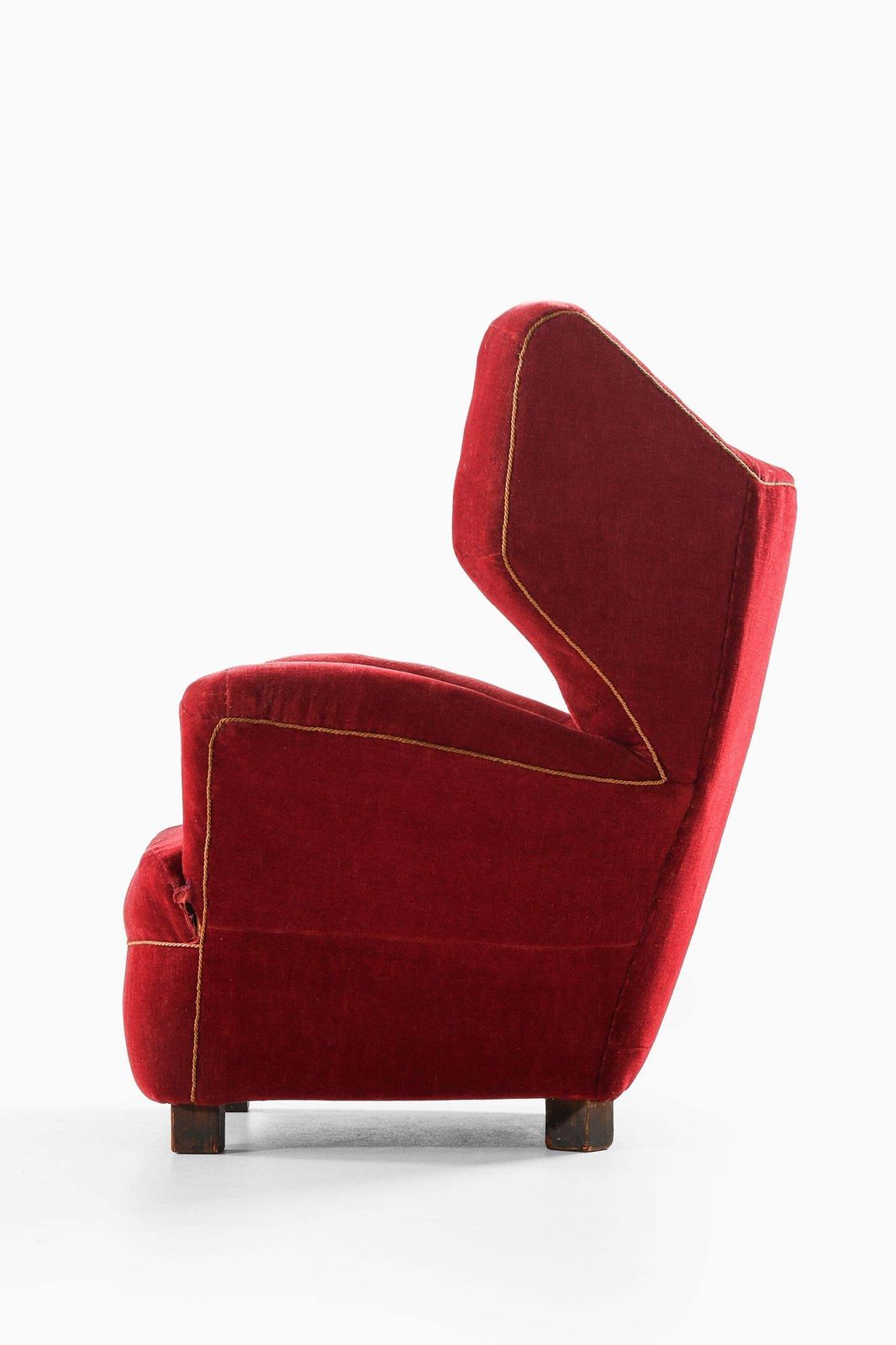 Rare Large Wingback Easy Chair In Fabric And Oak, 1930s photo 14654.0