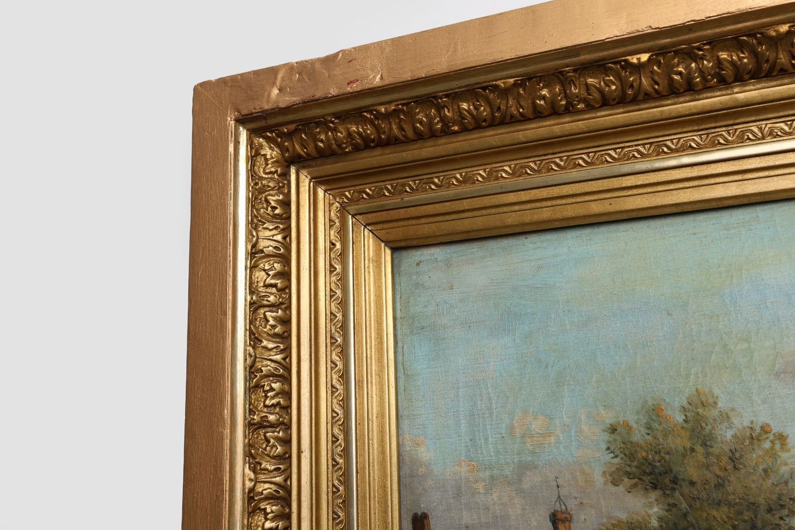 photo furniture Belgian Artist, River Landscape With Sailboats, 1850s, Oil On Canvas