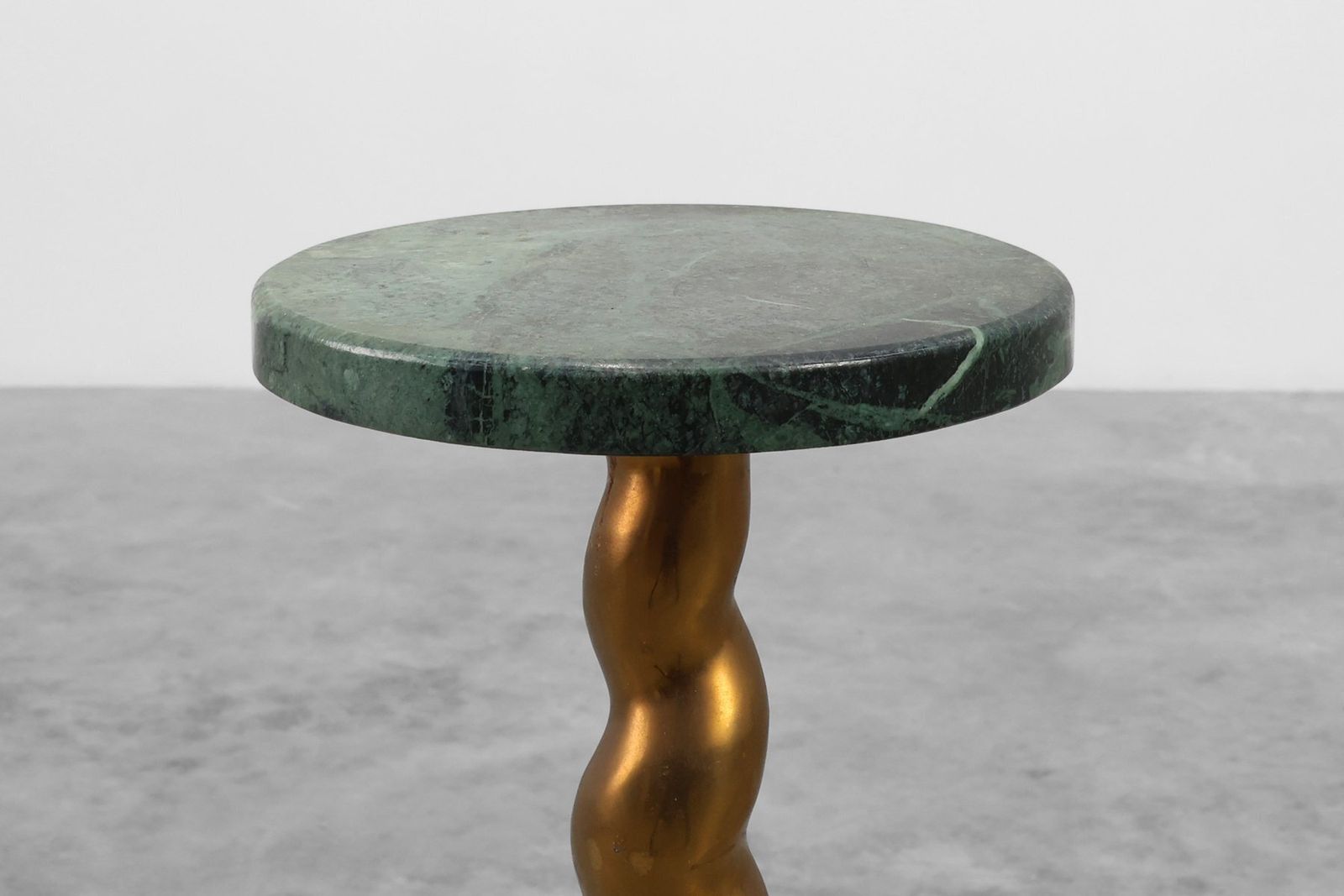 Art Deco Side Table With Green Marble Top And Bronze Base, Belgium, 1925 photo for sale