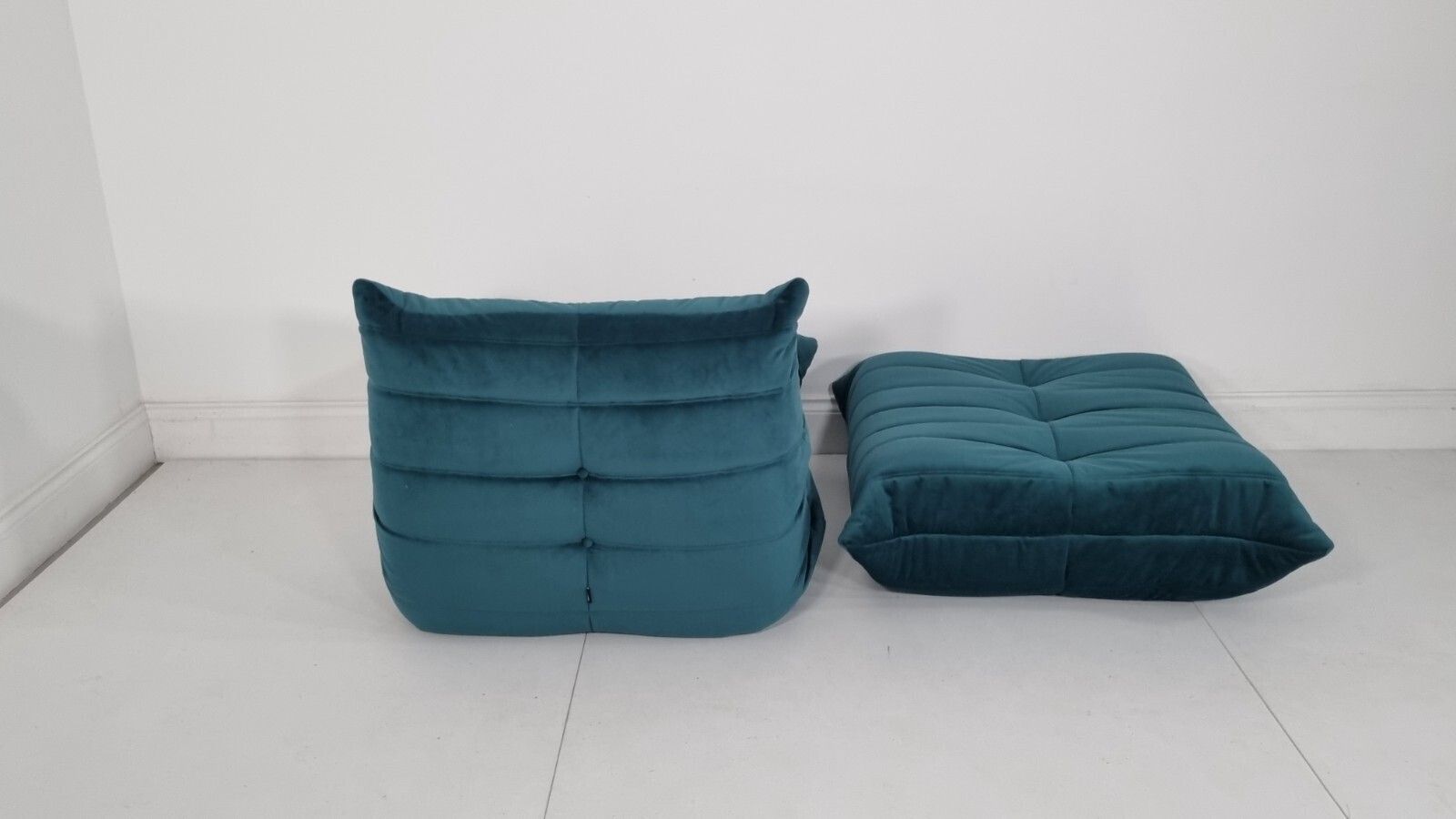 Furniture Ligne Roset Togo Chair And Footstool In Teal Velvet Immaculate Condition photo