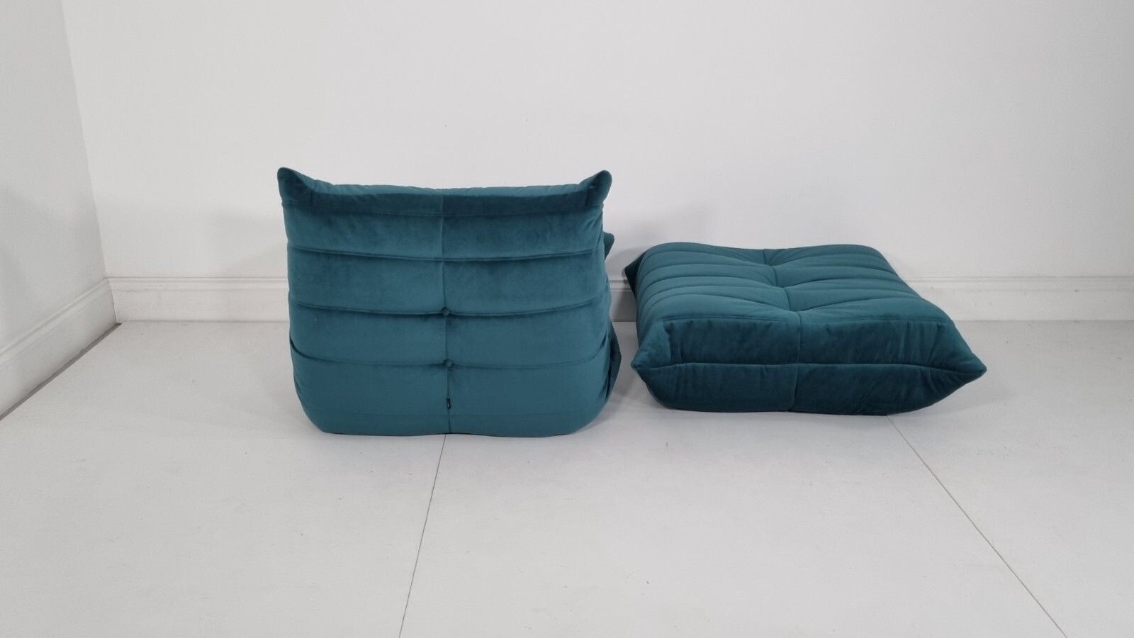 2580.0 Ligne Roset Togo Chair And Footstool In Teal Velvet Immaculate Condition photo
