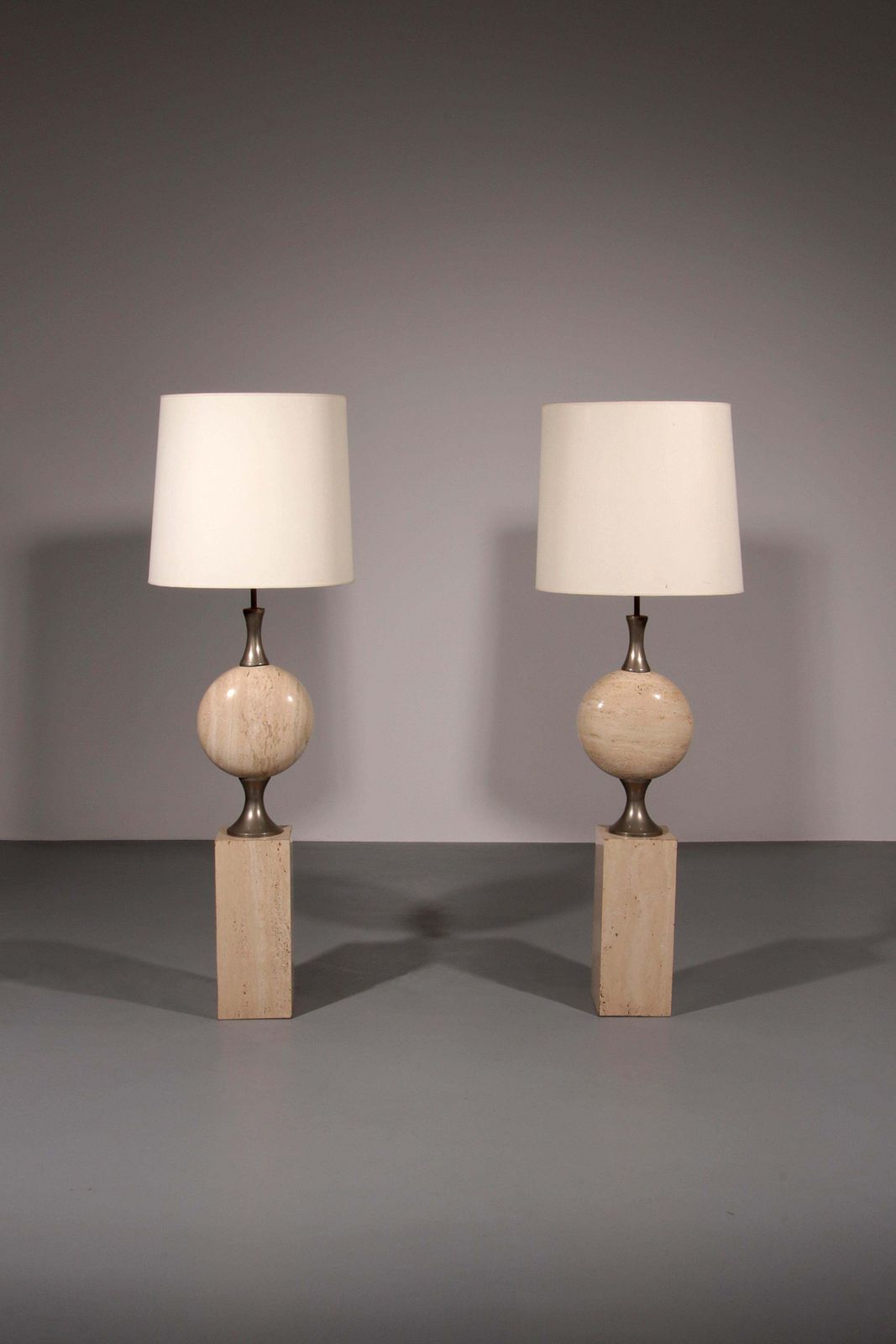 Travertine Floor Lamp By Philippe Barbier For Maison Barbier Monumental Piece 70 photo Lighting