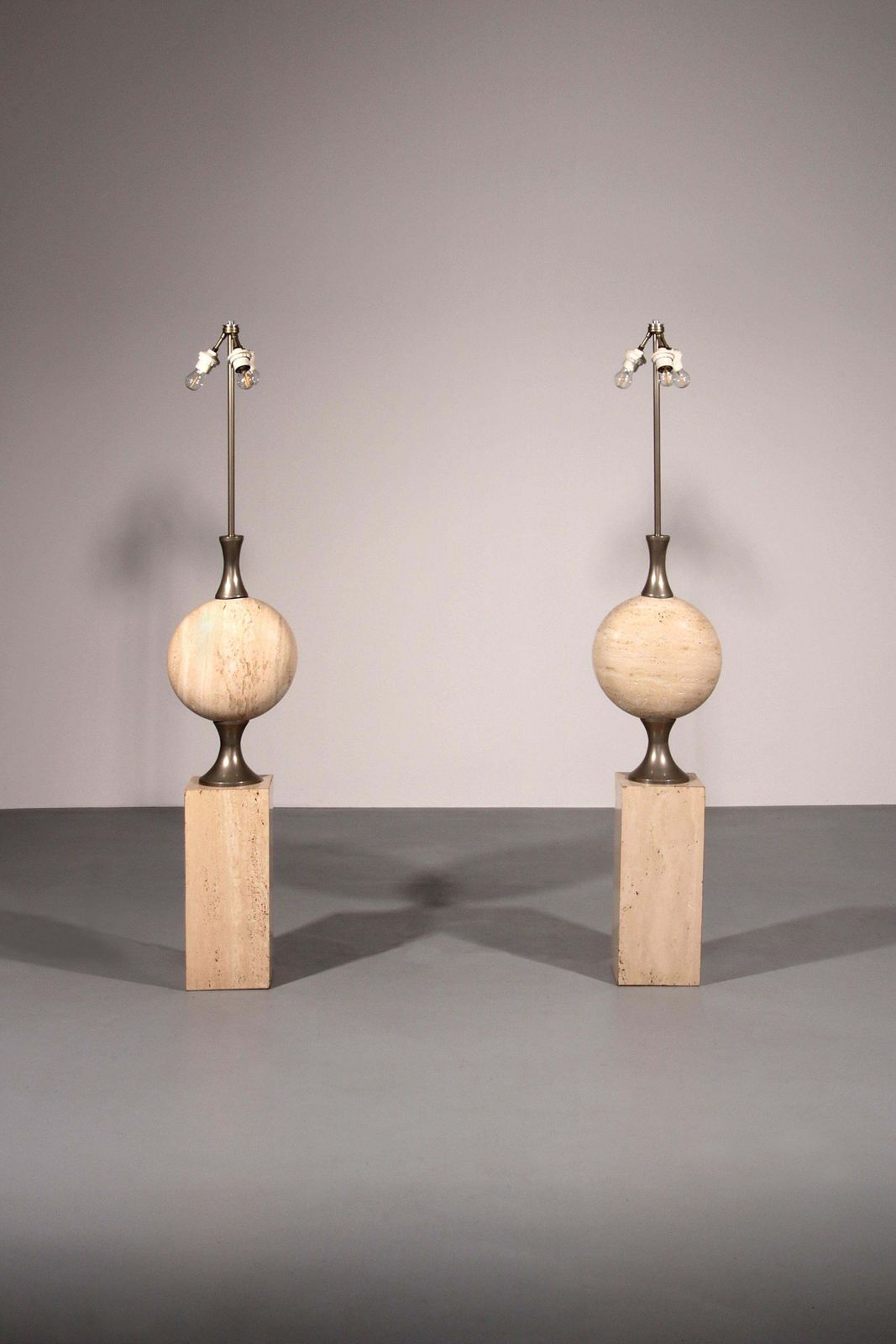 photo for sale Travertine Floor Lamp By Philippe Barbier For Maison Barbier Monumental Piece 70