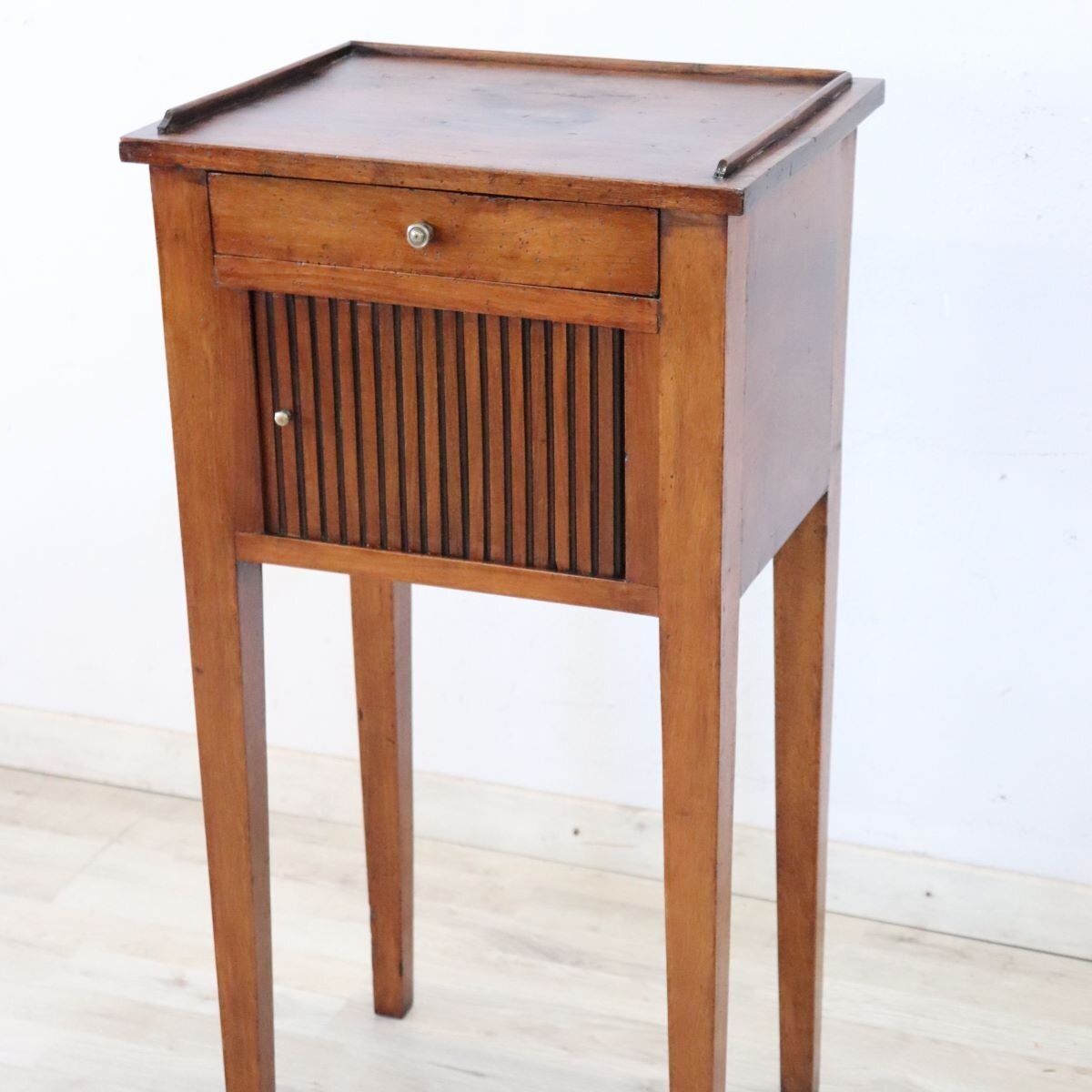 Antique Walnut Nightstand With Shutter Door, 1800s photo for sale
