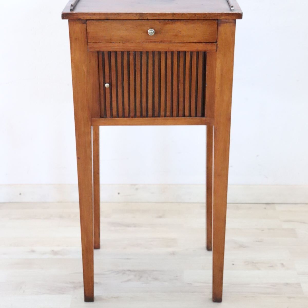 Antique Walnut Nightstand With Shutter Door, 1800s photo 1281.0