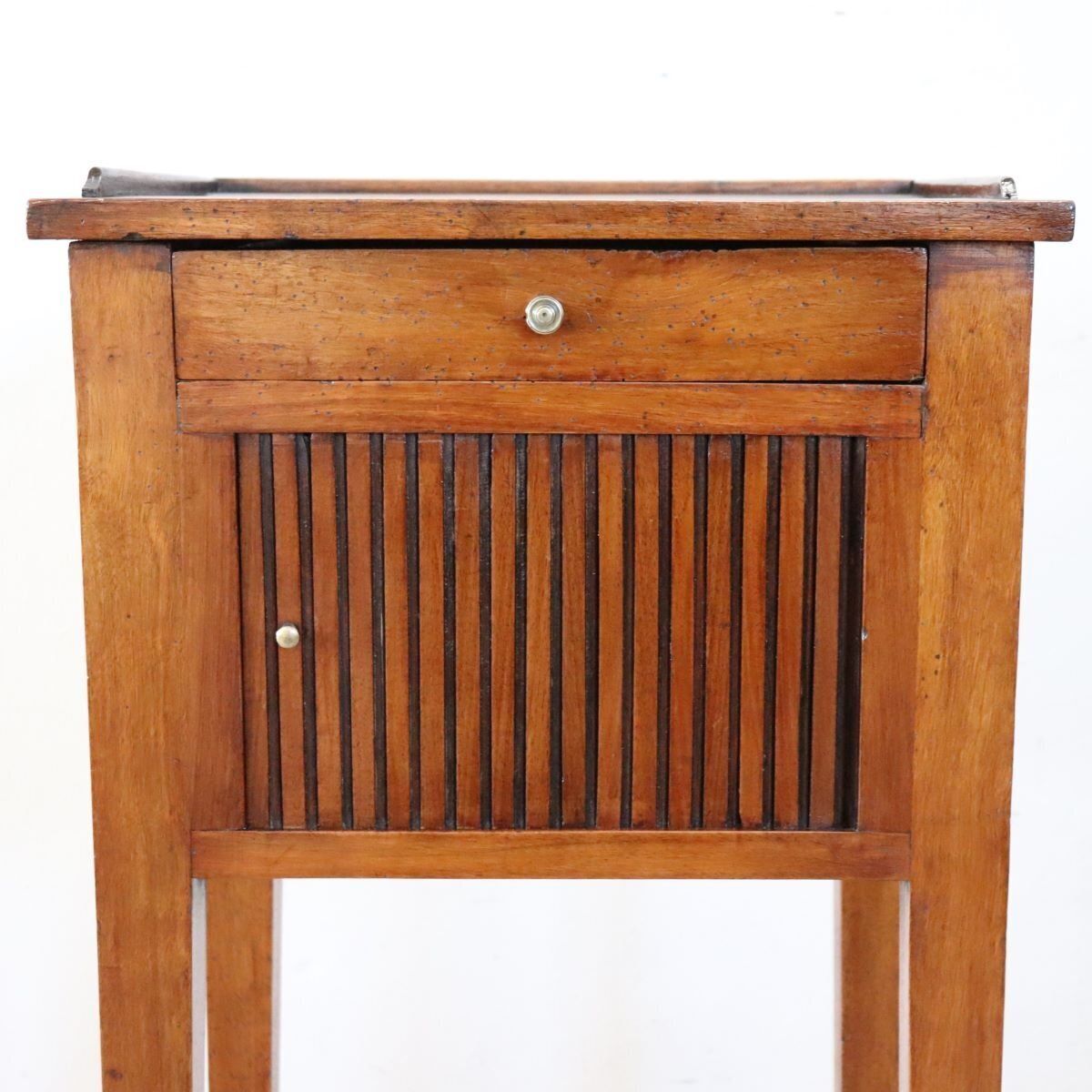 Furniture Antique Walnut Nightstand With Shutter Door, 1800s photo