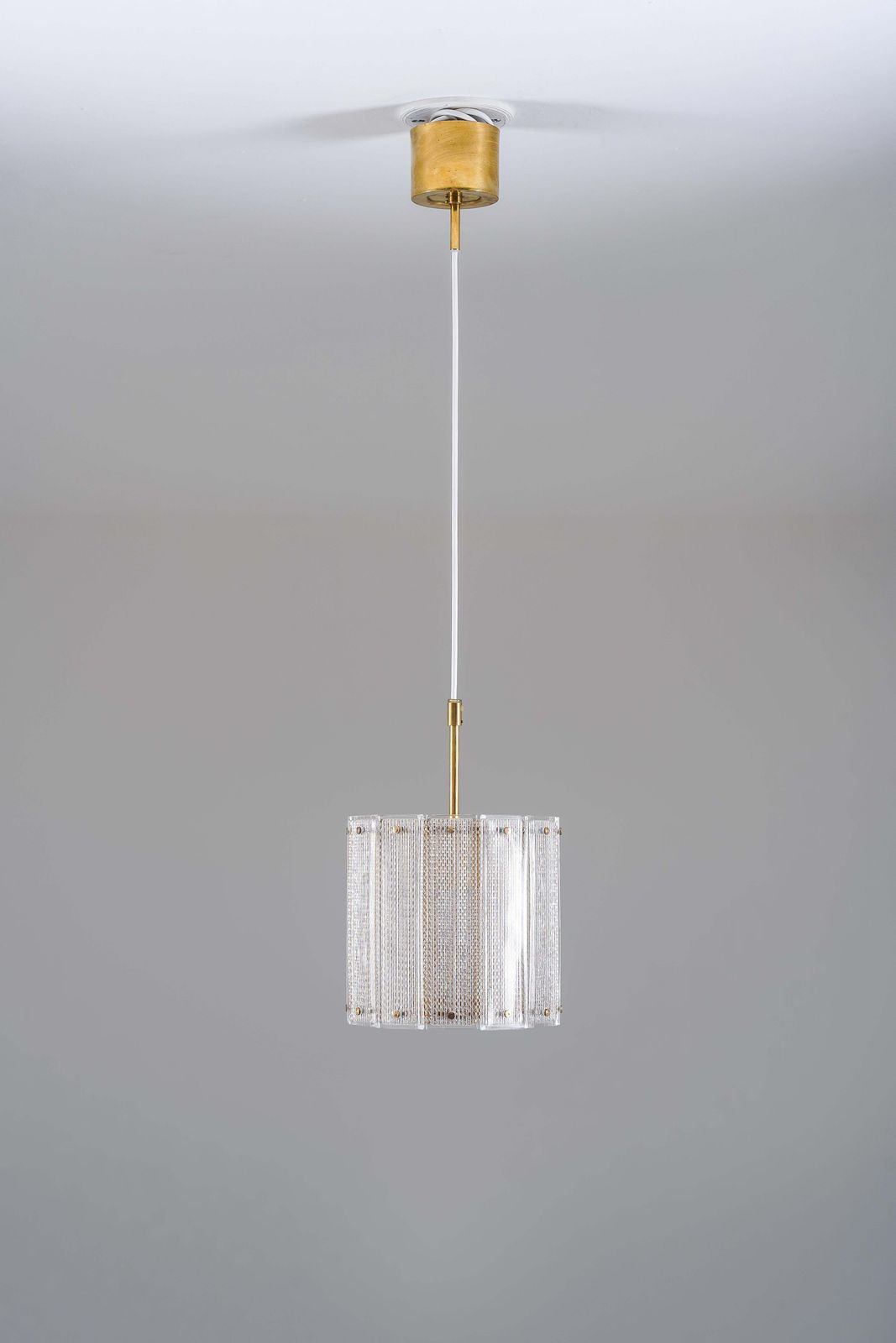 Pair Of Glass And Brass Pendants By Falkenbergs Belysning, Sweden, 1960s photo for sale