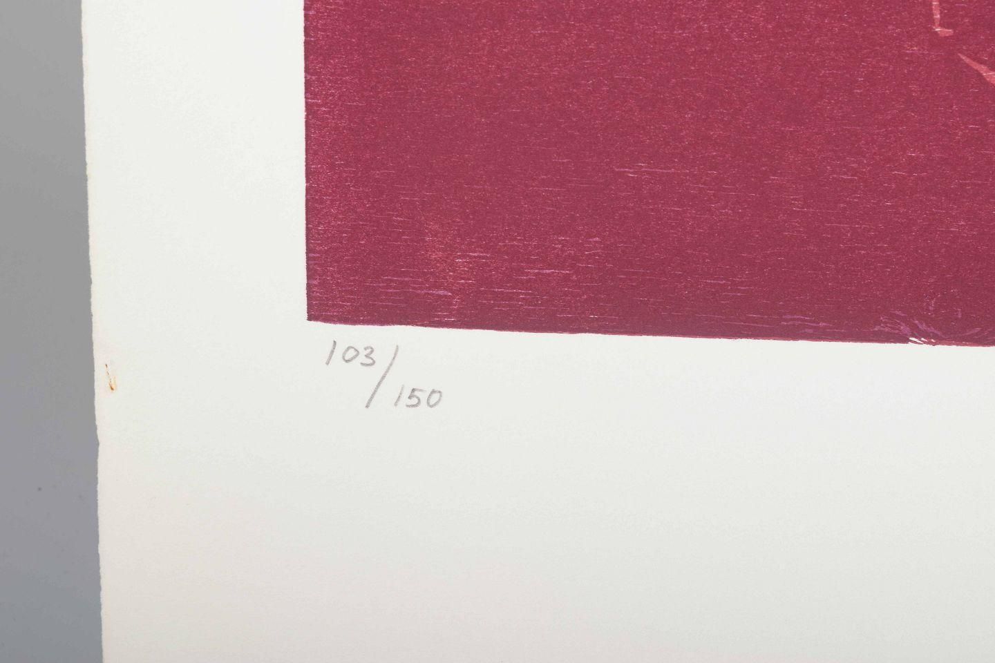 Jørgen Haugen Sørensen. Woodcut. Abstract Composition In Red Tones, 1987 photo Art