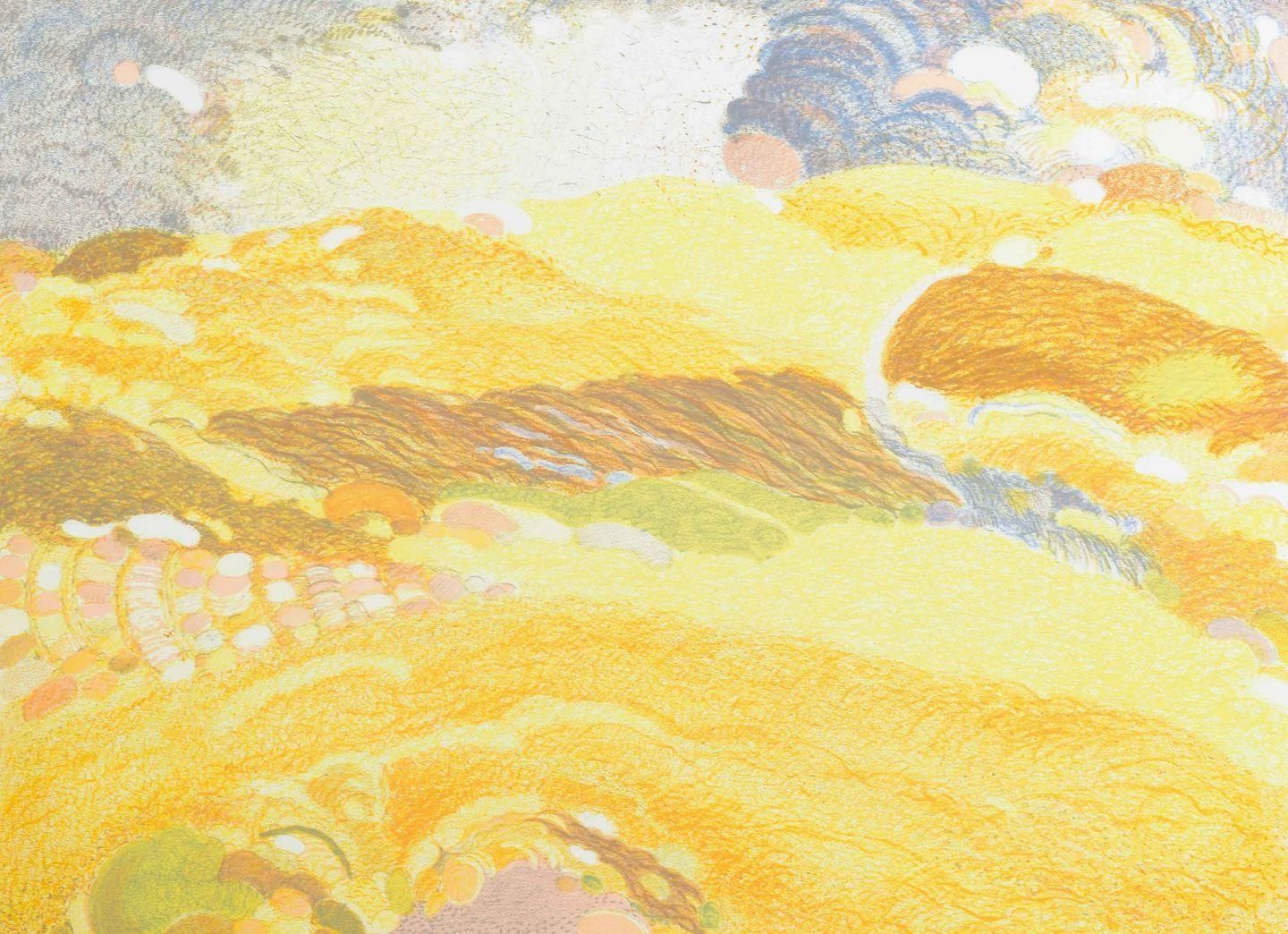 Kristian Begtorp, Danish Artist. Color Lithograph. Lyrical Abstract Landscape.
