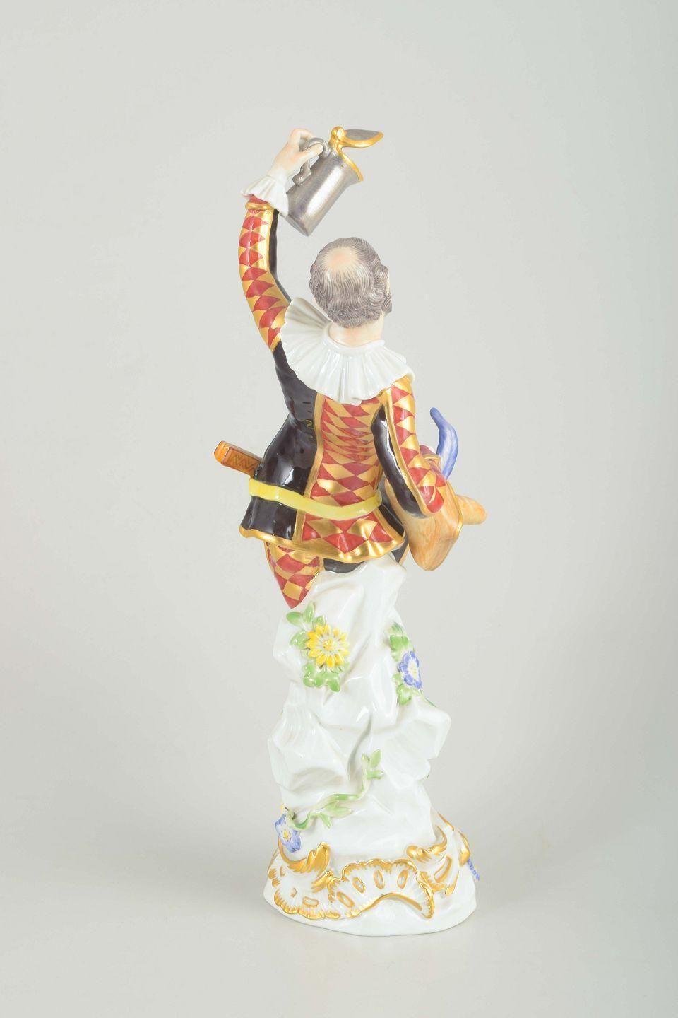 Meissen. Porcelain Figure Of “Harlequin” In A Classic Commedia Dell’arte Costume photo buy