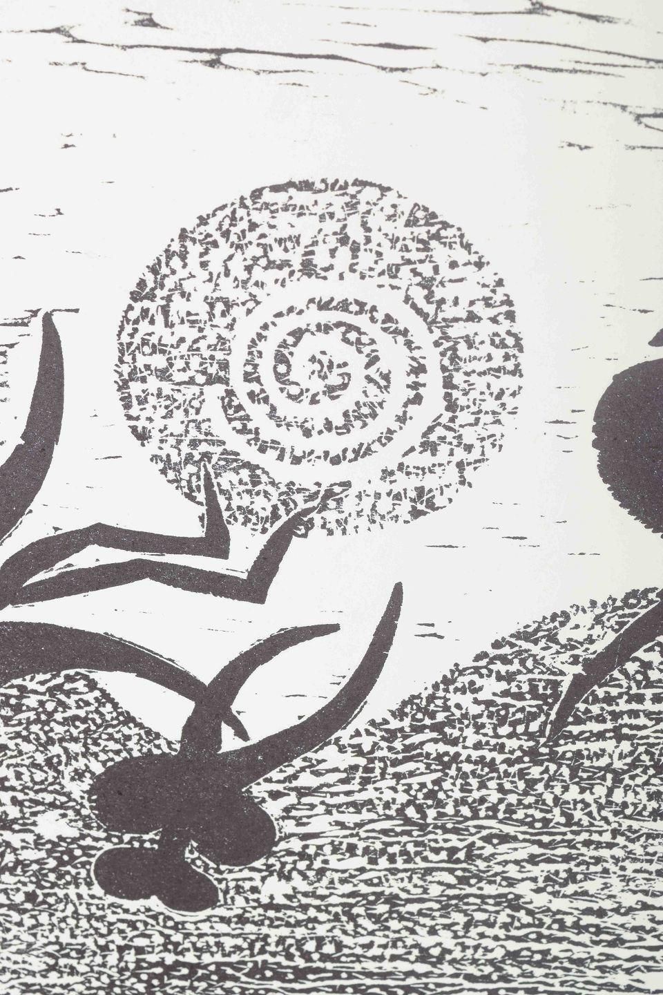 Mogens Zieler. Serigraphy On Paper. Fantastic Landscape With Surreal Figures. photo for sale