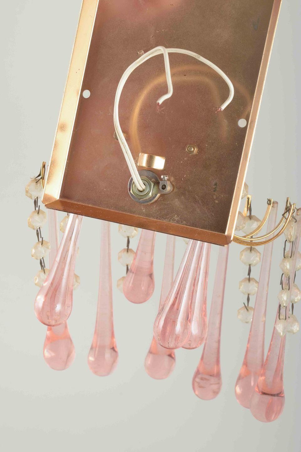 Murano. Pair Of Elegant Wall Lamps In Brass With Art Glass Prisms. 1960s/70s photo Lighting