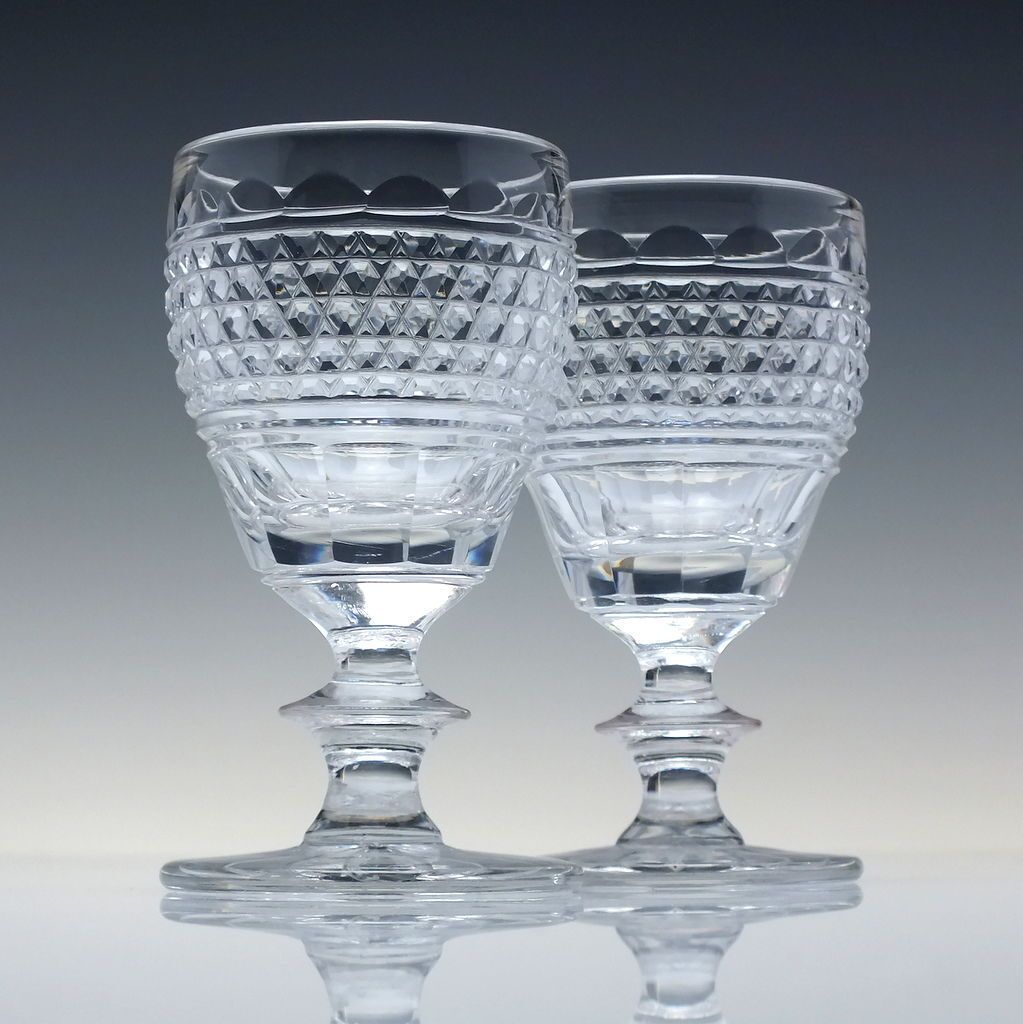 Pair Of Georgian Anglo Irish Cut Port Wine Glasses C1820 photo furniture