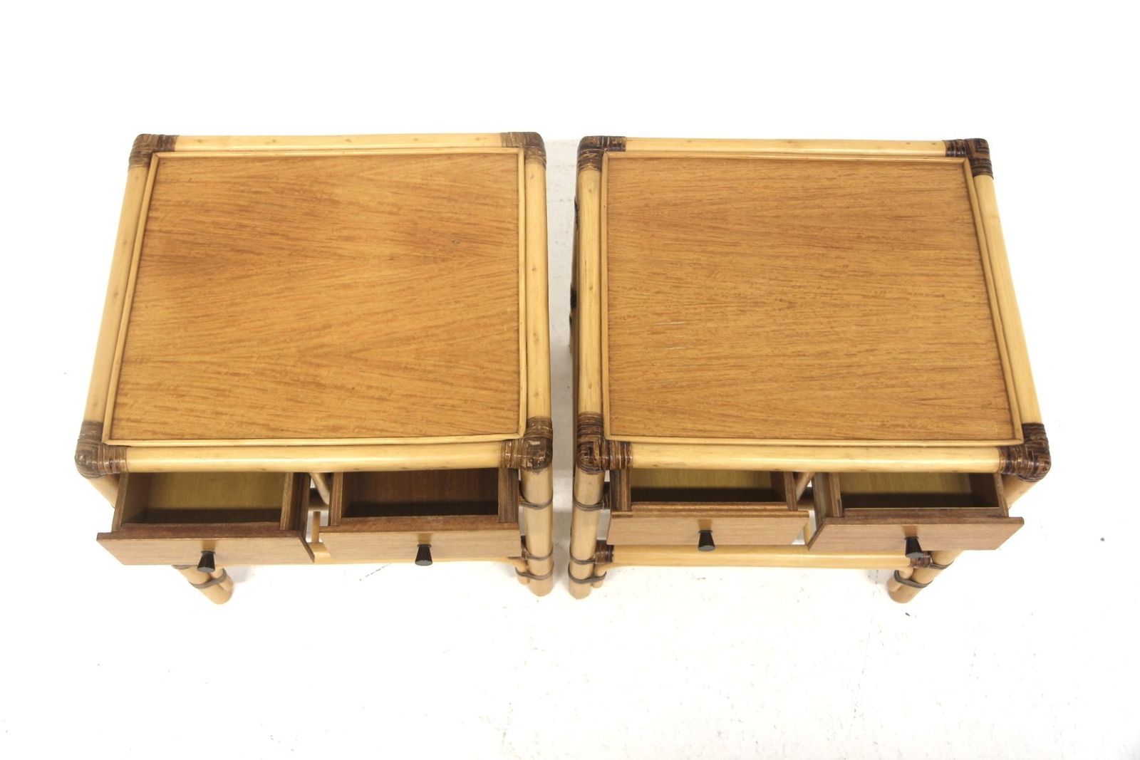 Rattan Bedside Tables By Kenneth Bergenblad For Dux, Sweden, 1960s, Set Of 2