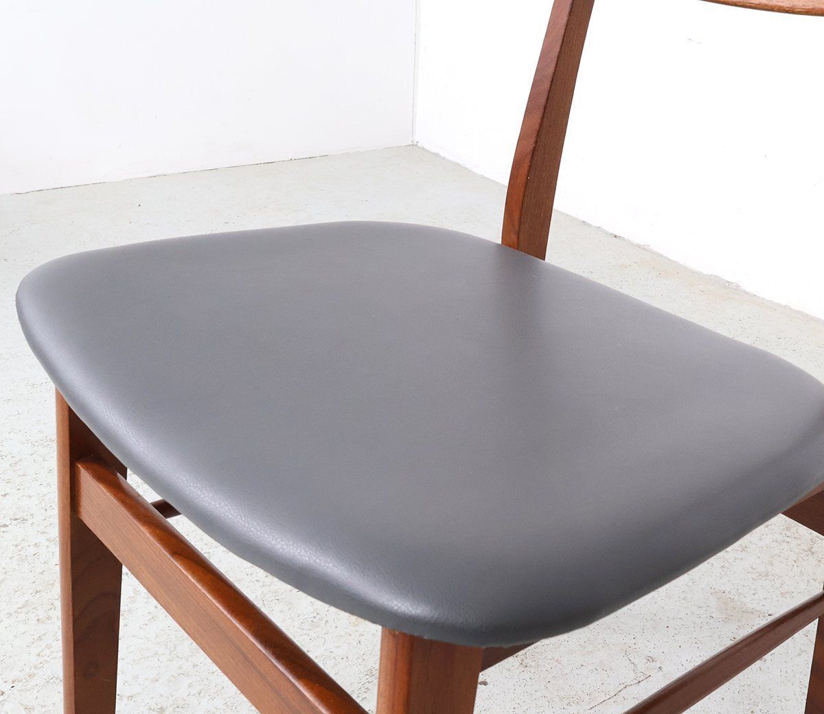 Furniture Teak Chairs With Grey Faux Leather From Farstrup Møbler, 1960s, Set Of 4 photo