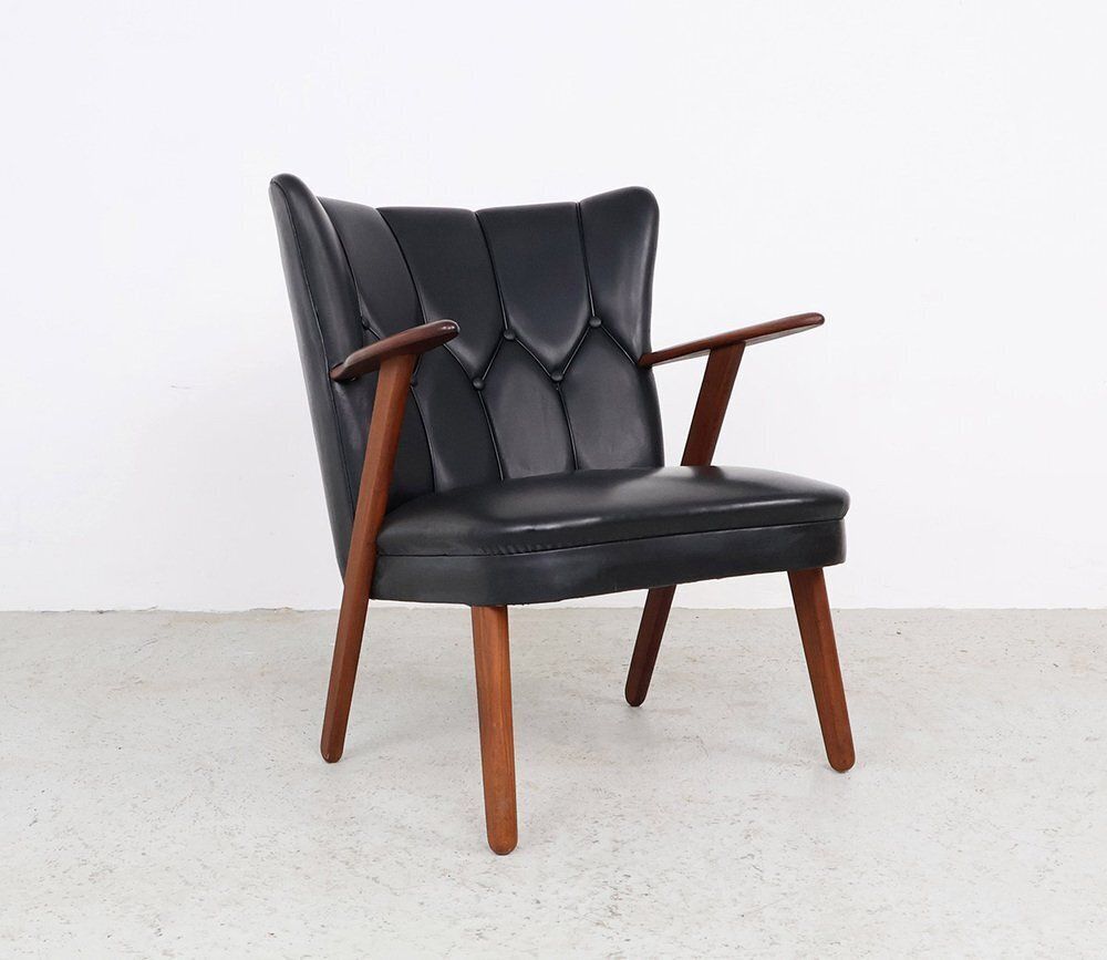 Danish Chairs In Teak And Faux Leather From Erhardsen & Andersen, 1960s, Set Of 2 photo 1828.0