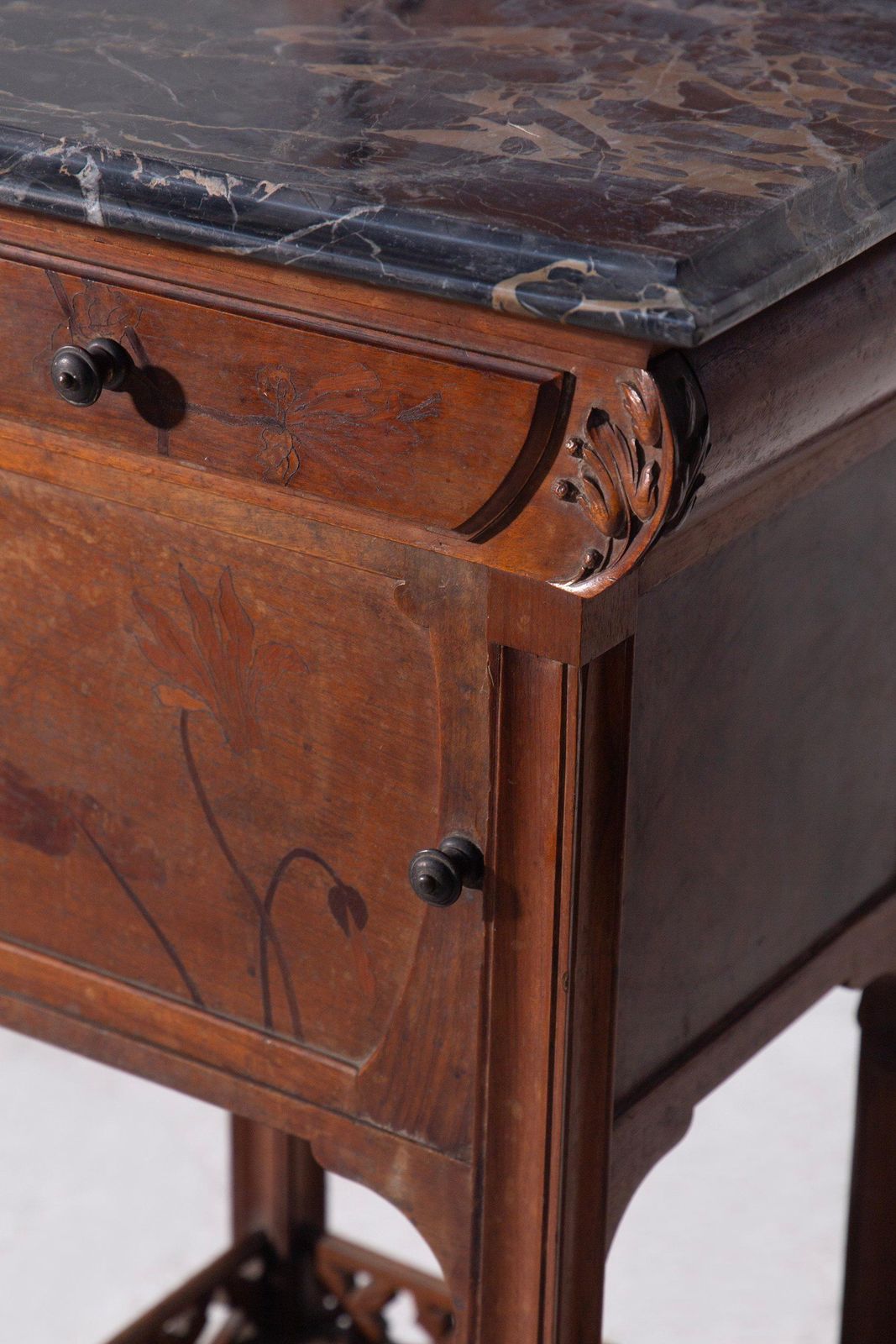 Pair Of Art Nouveau Bedside Tables By Vittorio Valabrega With Marble Shelves photo vintage