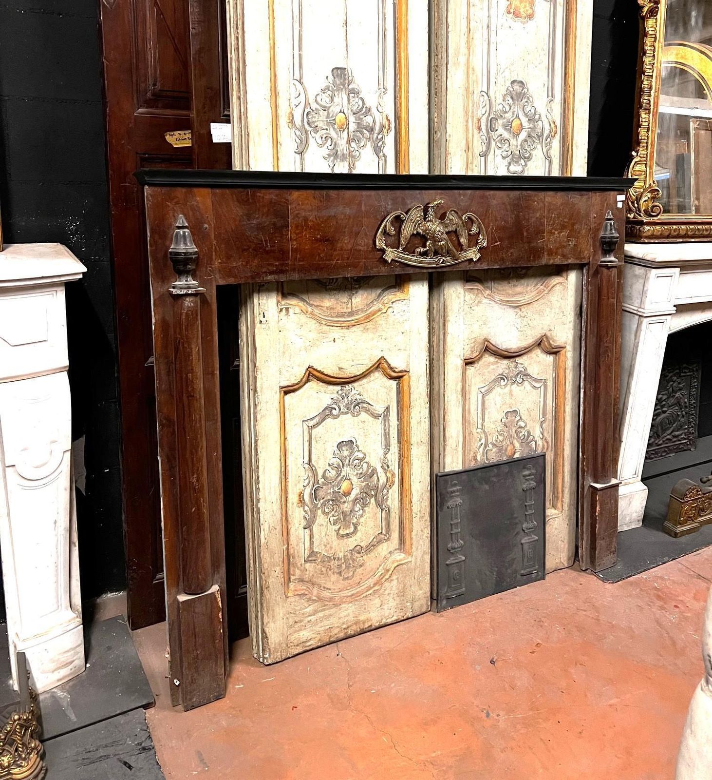 Walnut Empire Frame Fireplace, Panelled With Side Half Columns, Italy photo Home Fixtures