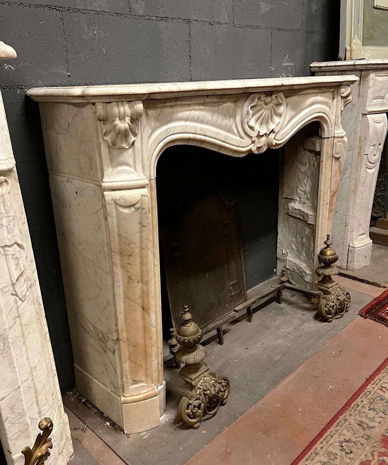 Fireplace Frame Made Of White Stained Marble Italy photo vinterior