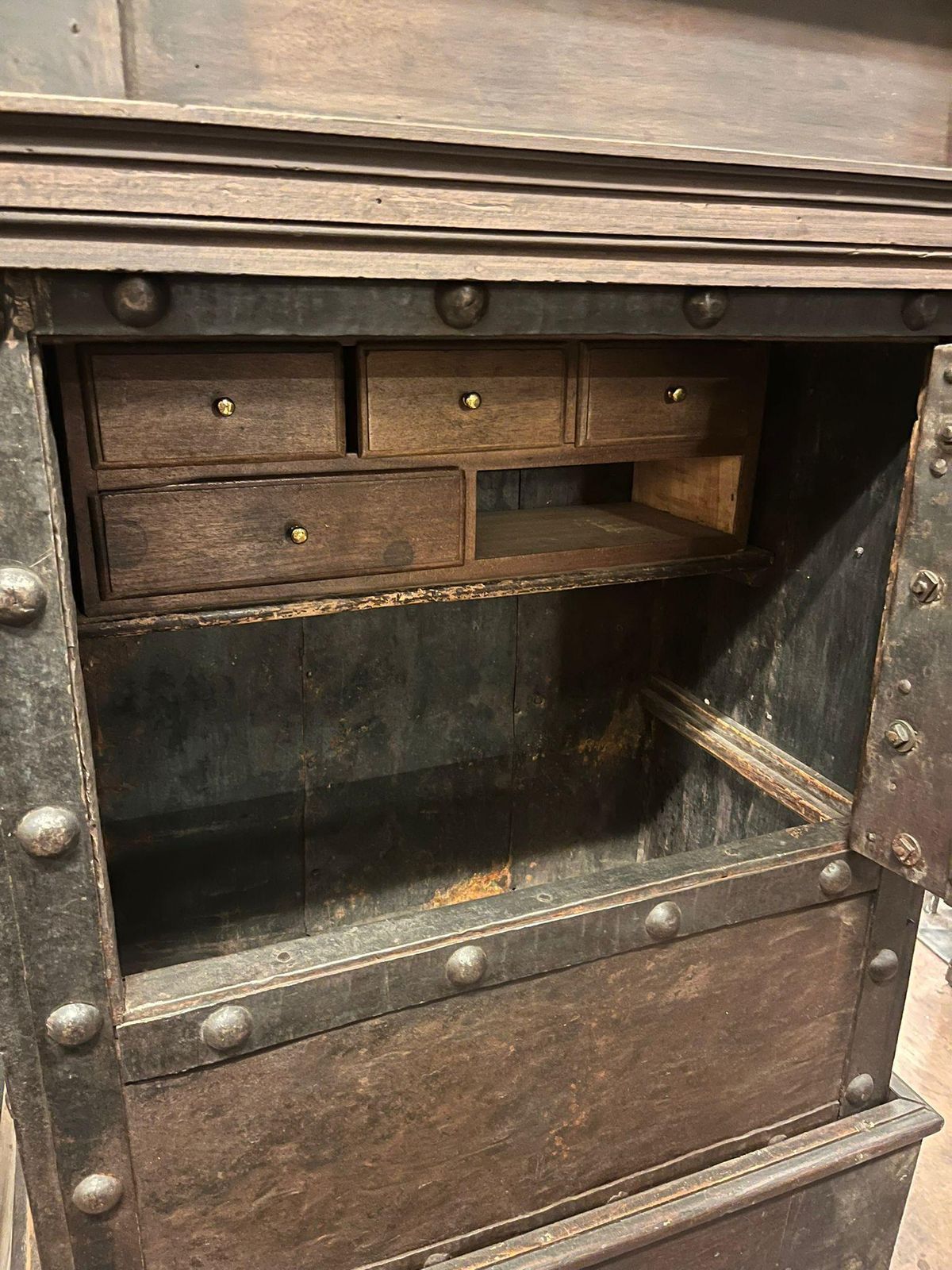 Iron And Wood Safe Cabinet With Key, Italy photo vinterior