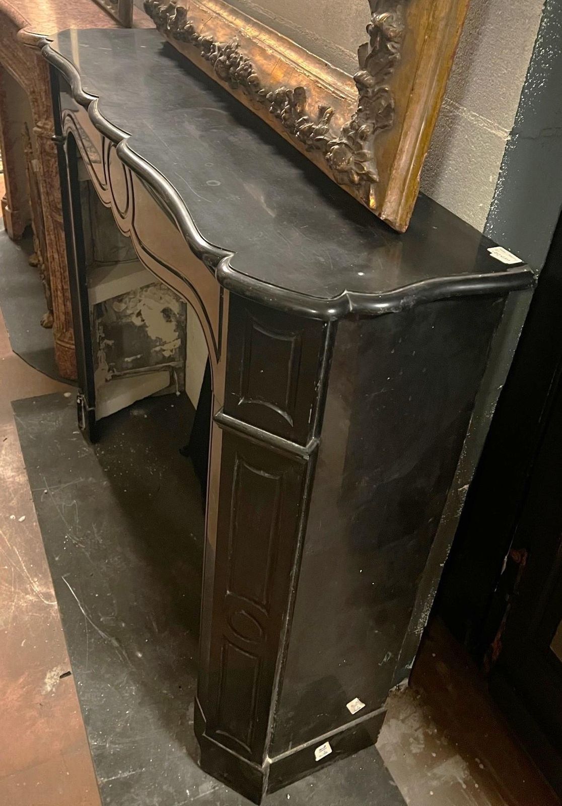 photo furniture Pompadour Fireplace Frame Made Of Black Marble From Belgium, Italy