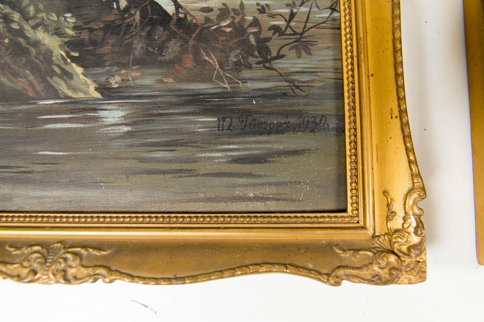 photo for sale Art Nouveau Diptych Landscape Paintings, Oil On Canvas, Signed 1930