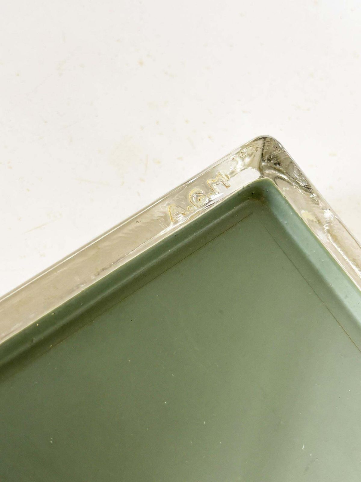 photo for sale Henriot Champagne Ashtray, Thick Glass, Square Design, France, 1960s