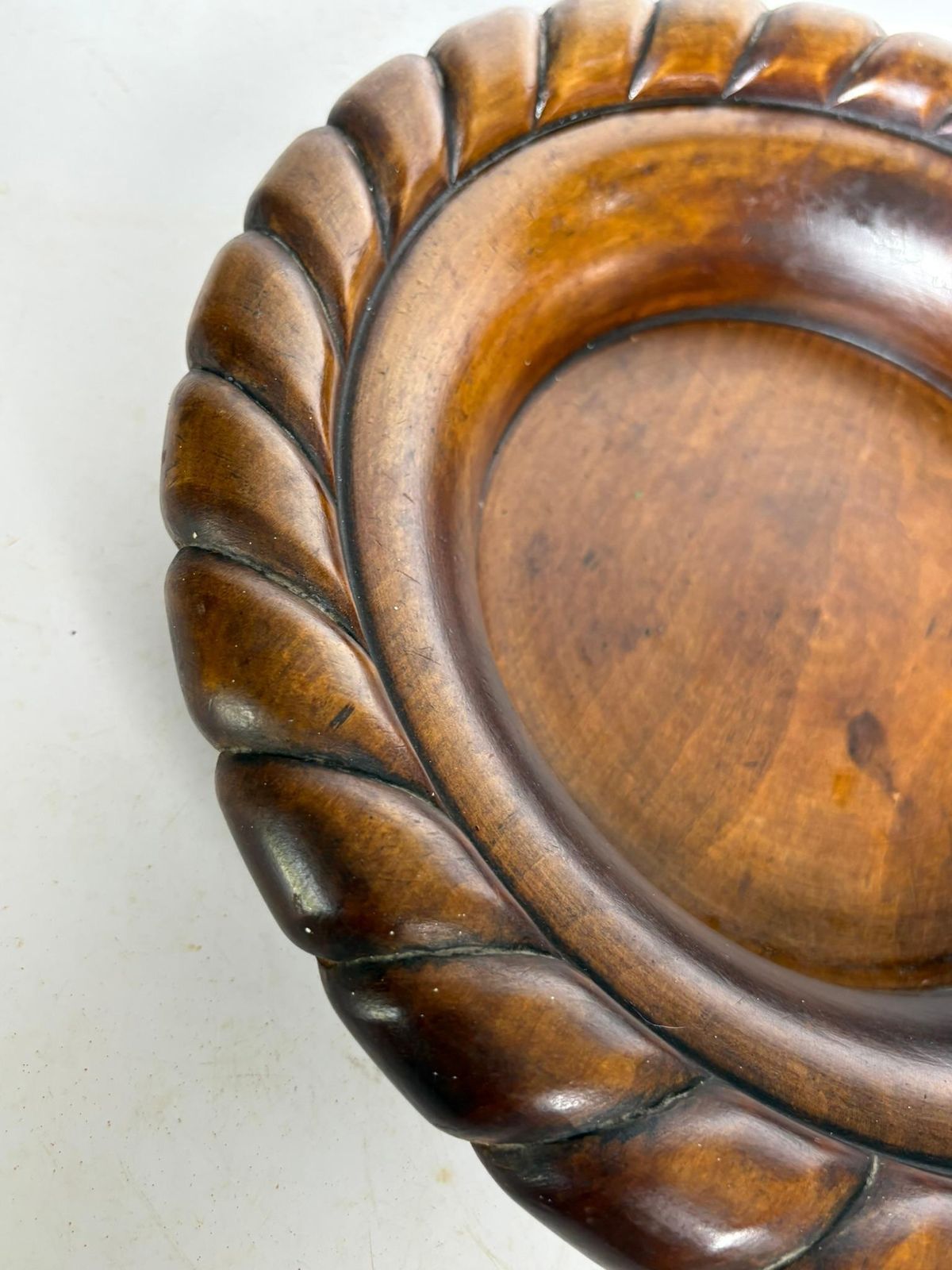 Vintage Wooden Trinket Tray, Handcrafted, Sculpted Rim, France, 1950s photo vintage