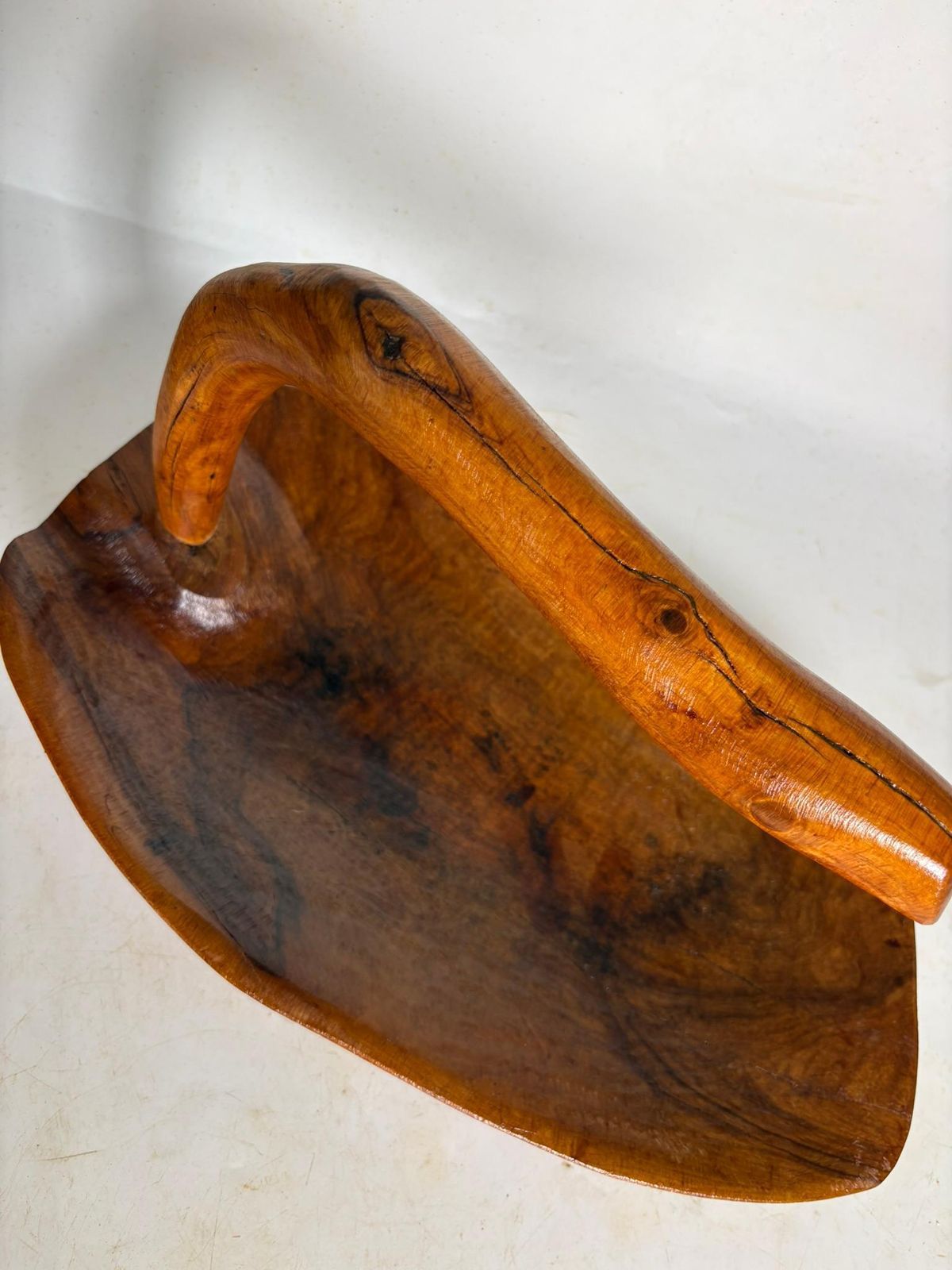 Olive Wood Fruit Basket, Handcrafted In France, Rustic Design, 1950s photo buy