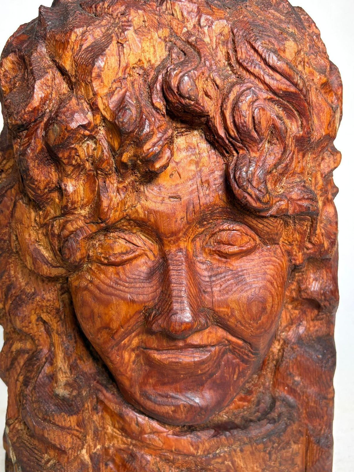 Sculpture Of A Head In Wood, France, 1960 photo for sale