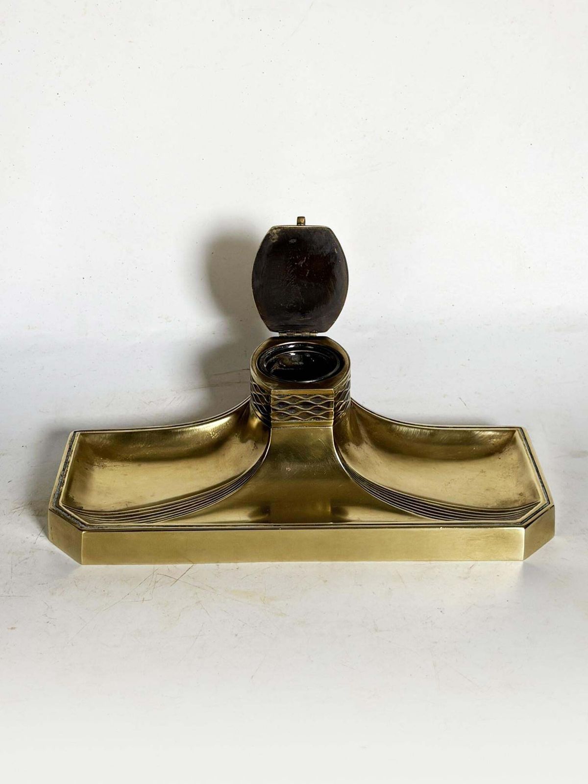 Art Nouveau Brass Inkwell, France, 1900 photo vintage