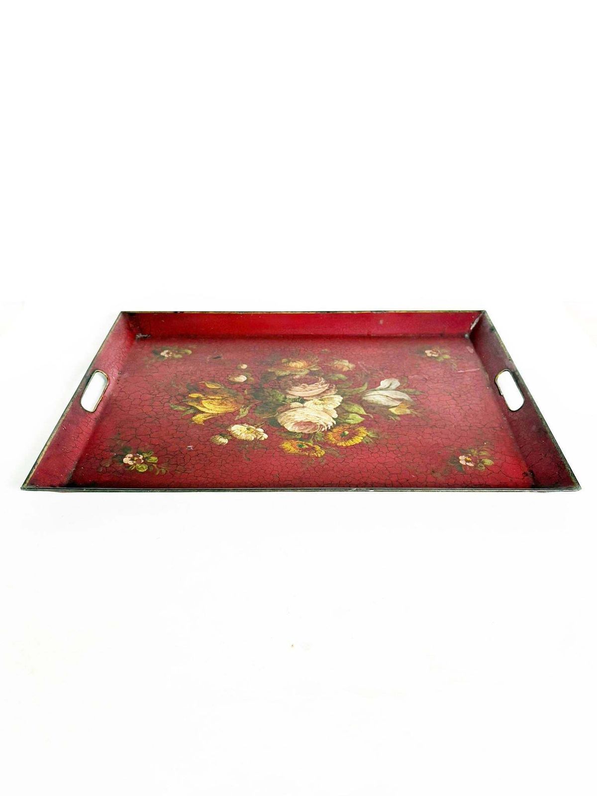 Red Iron Tray With Floral Motif, France, 1940 photo furniture