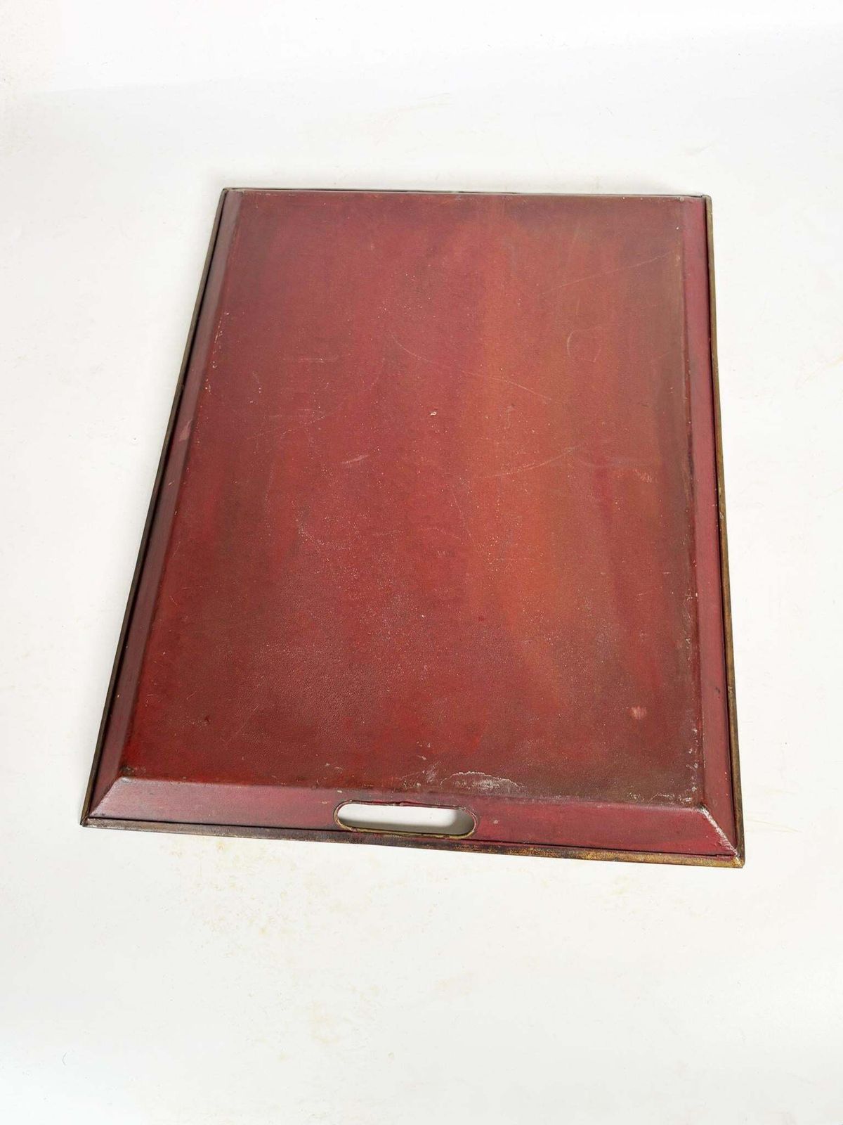 Home Decor Red Iron Tray With Floral Motif, France, 1940 photo