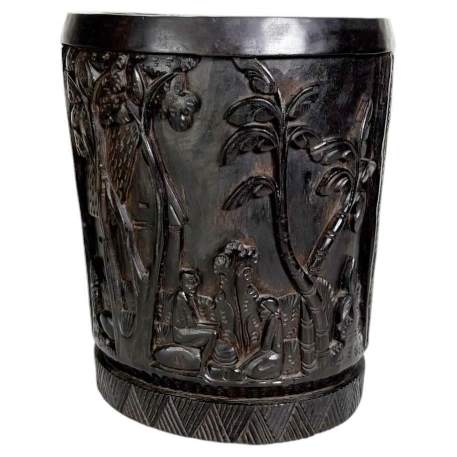 Wooden Brush Holder/Trinket Tray, Benin, 1950