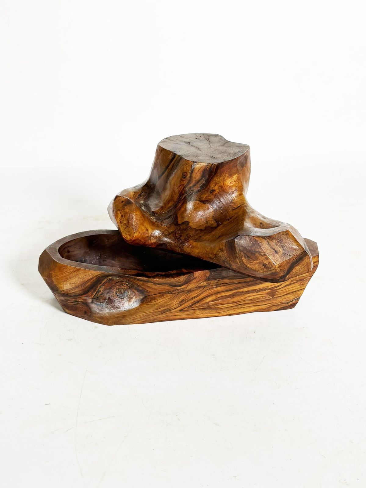 Home Decor Olive Wood Box, France, 1960, Brutalist Style France photo