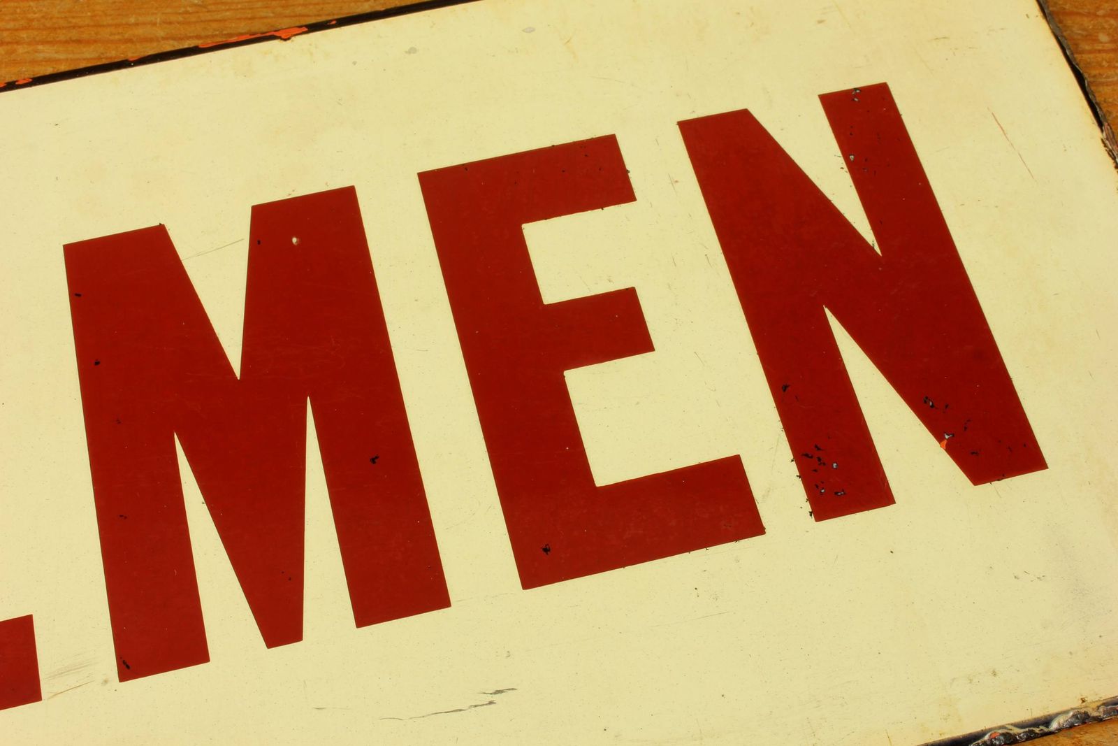 Antique Enamel Gentlemen Sign. Victorian Ner Train Station Metal Sign. photo vinterior