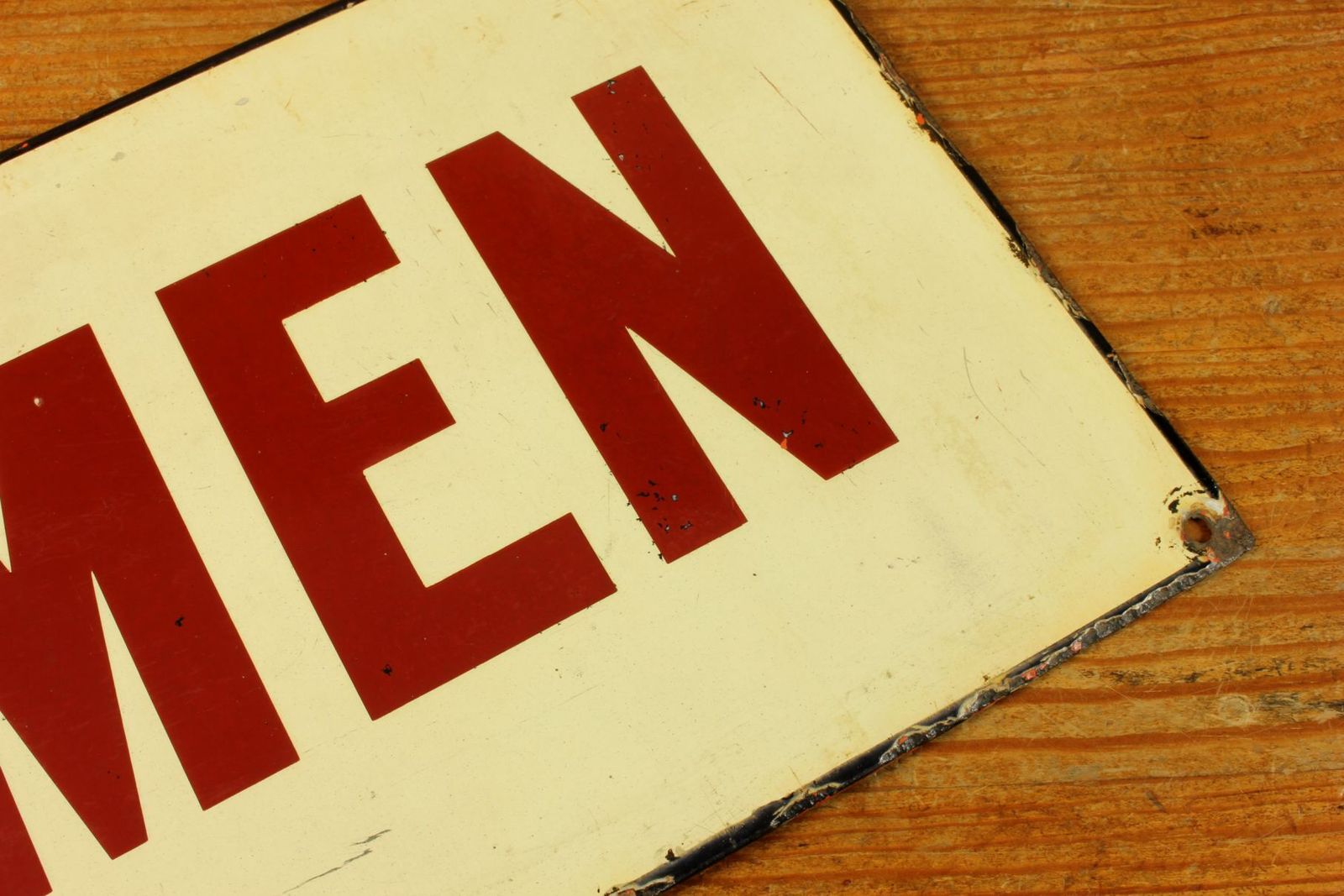 photo for sale Antique Enamel Gentlemen Sign. Victorian Ner Train Station Metal Sign.