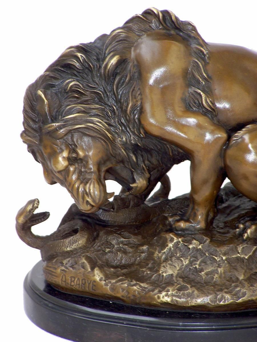 Art Deco Style Brown Patinated Bronze Lion Animal Sculpture photo for sale