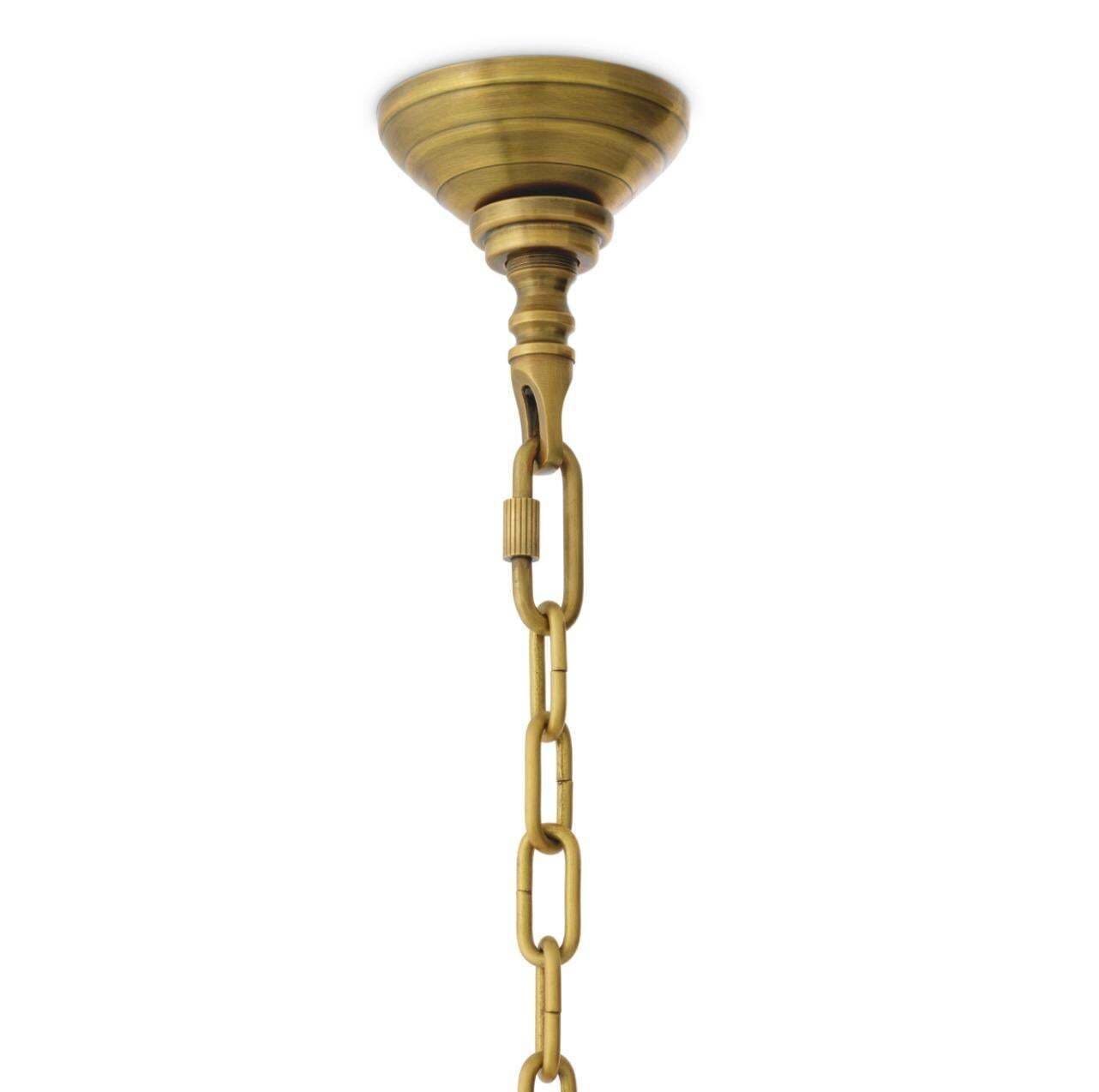 photo for sale Chandelier In Brass And Handmade Textured Glass, Neoclassical Style