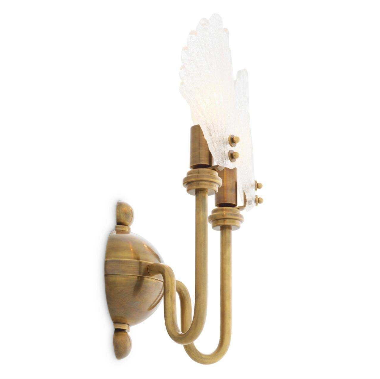 Pair Of Wall Lamps In Brass And Textured Glass, Neoclassical Style photo Lighting