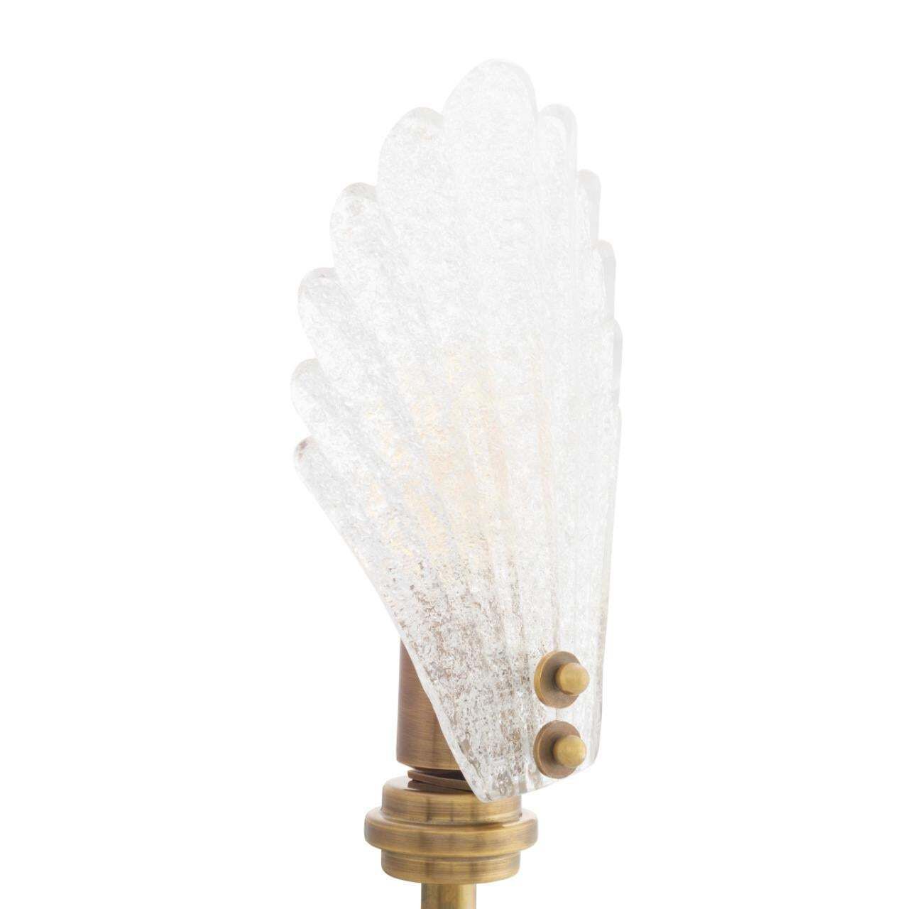 Pair Of Wall Lamps In Brass And Textured Glass, Neoclassical Style photo vinterior