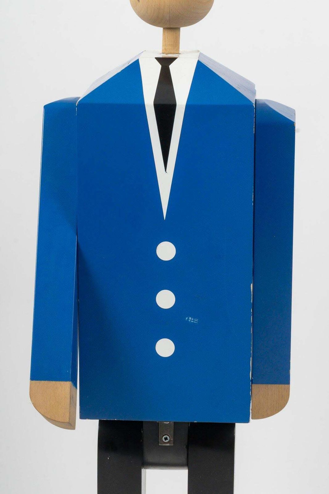 Painted Wood Sculpture Of A Bobby With Movable Feet, Arms And Head, 20th Century photo for sale