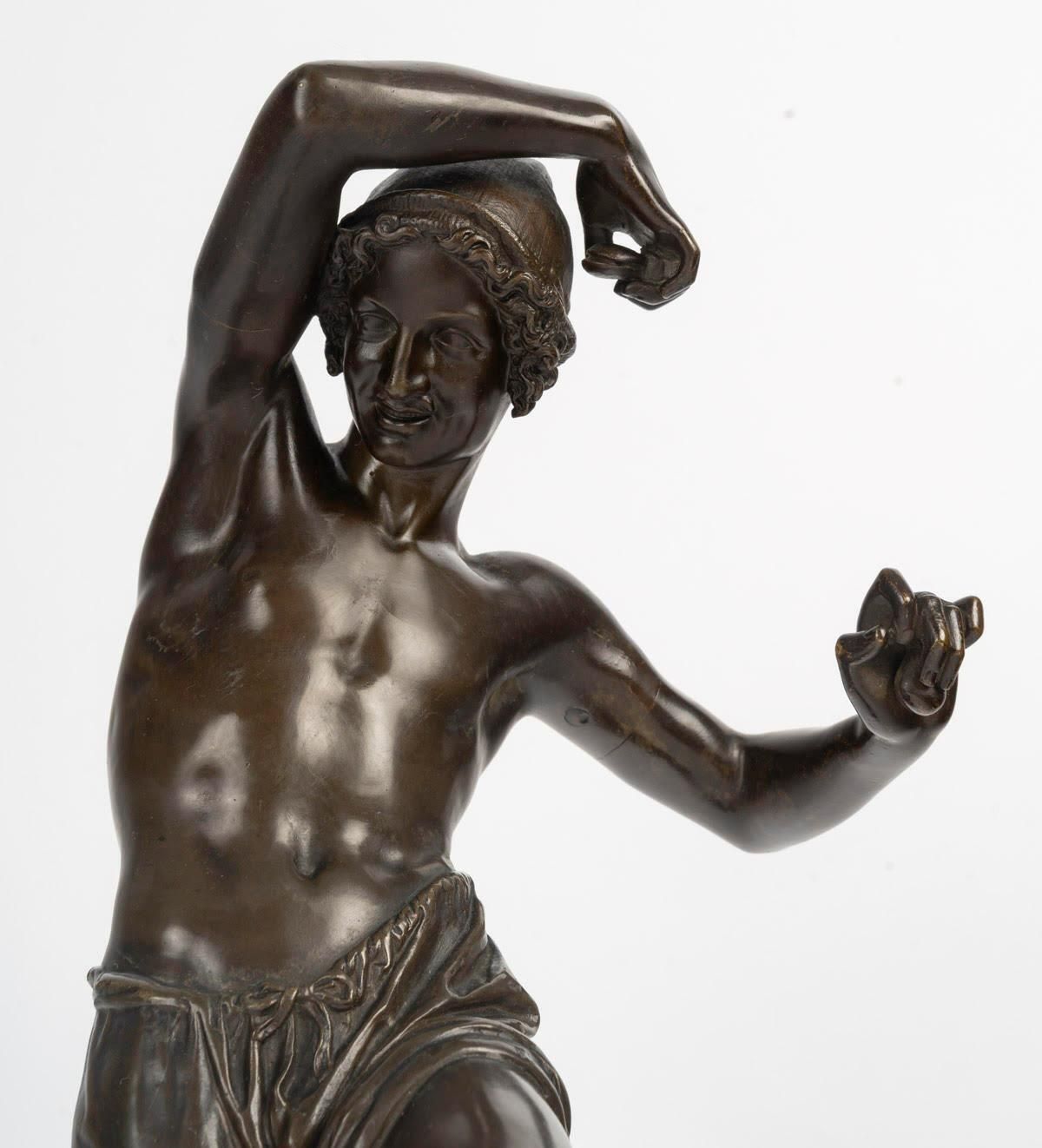 Bronze Sculpture By Francisque Duret With A Brown Patina Depicting A Dancer. photo furniture
