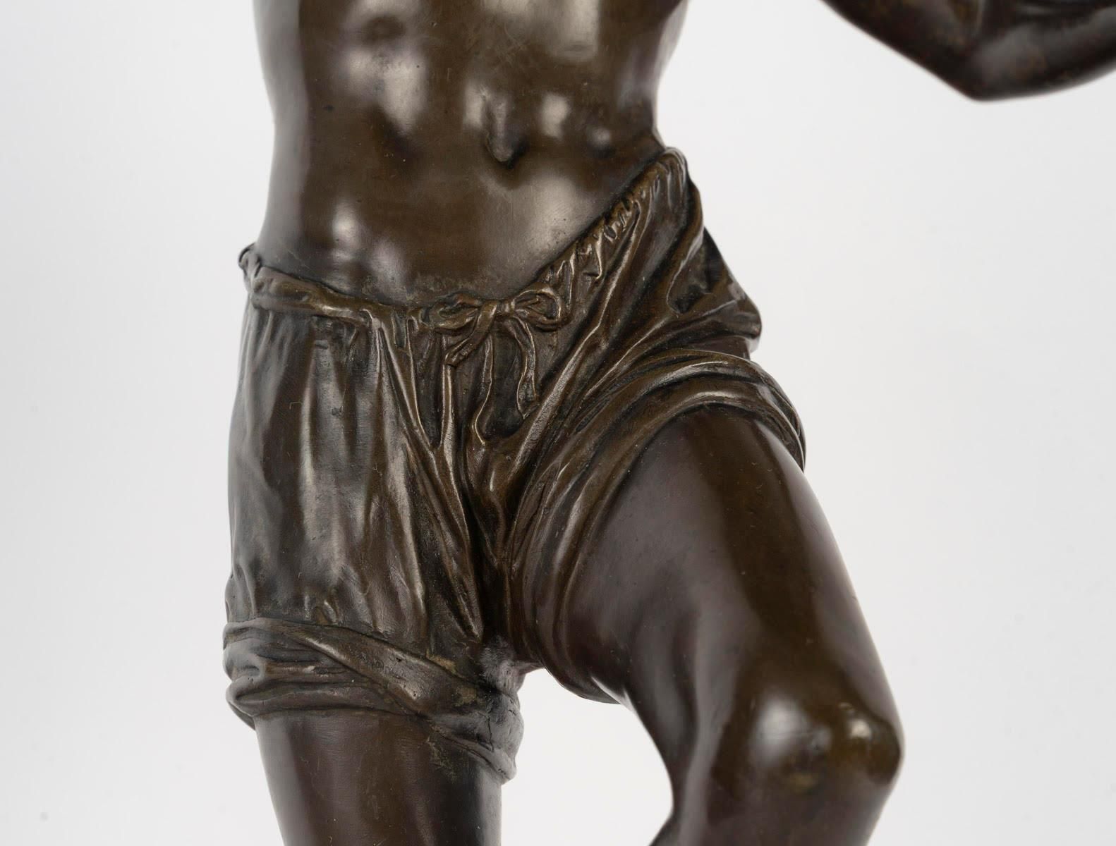 Bronze Sculpture By Francisque Duret With A Brown Patina Depicting A Dancer. photo Art