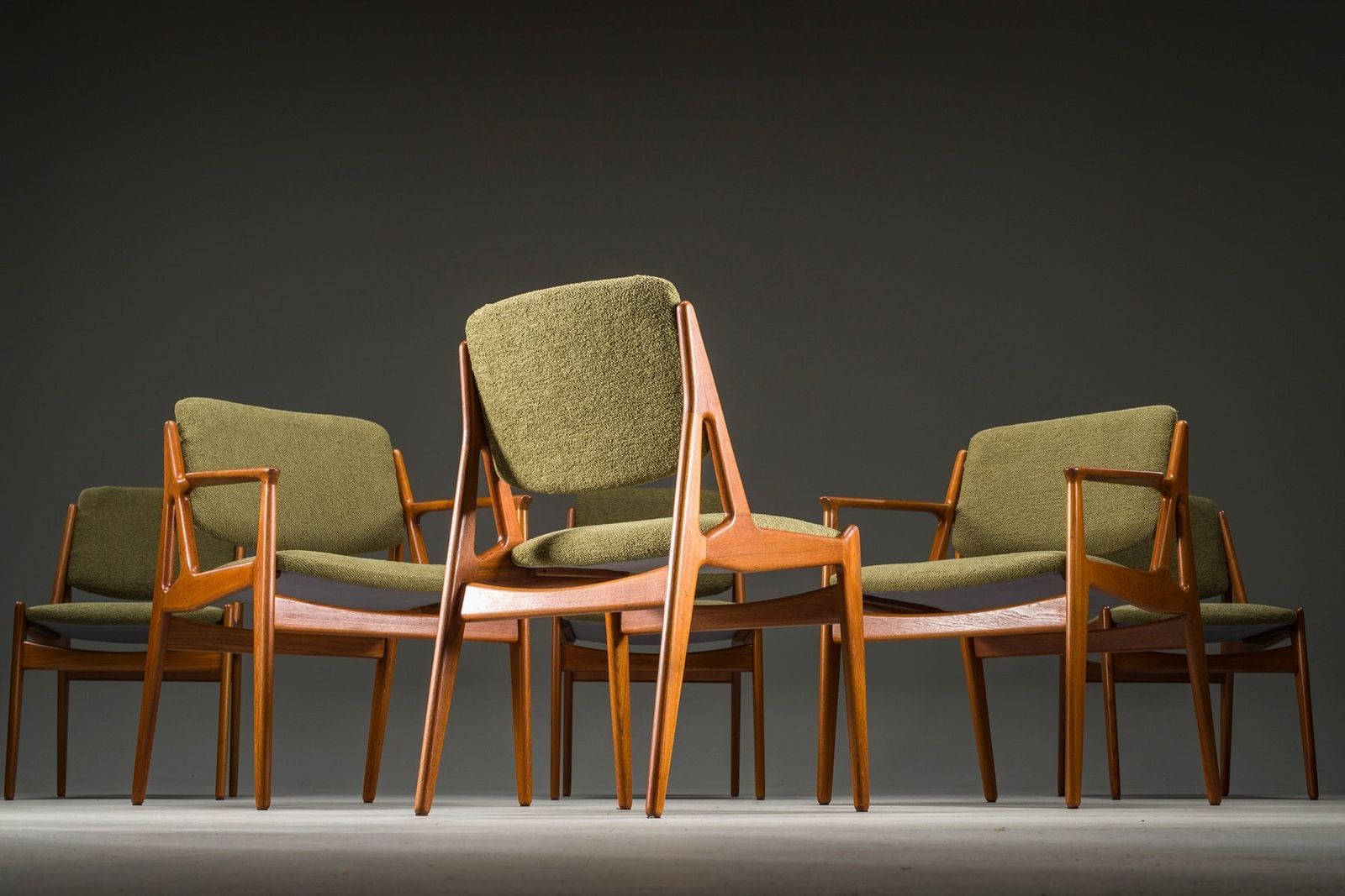 photo vintage Danish Ella Chairs In Teak Attributed To Arne Vodder For Vamo Sønderborg, 1960s, Set Of 6