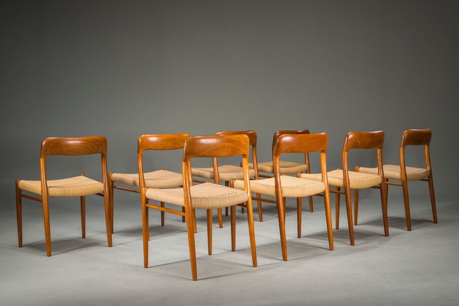 photo vinterior Danish Teak Model 75 Dining Chairs By Niels Møller, 1960s, Set Of 8