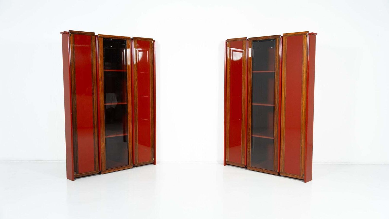 Pair Of Red Artona Bookcases By Afra And Tobia Scarpa, Maxalto, 1960s photo furniture