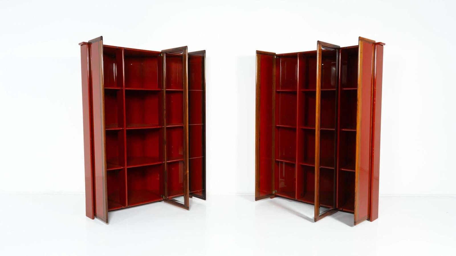 Pair Of Red Artona Bookcases By Afra And Tobia Scarpa, Maxalto, 1960s photo vintage