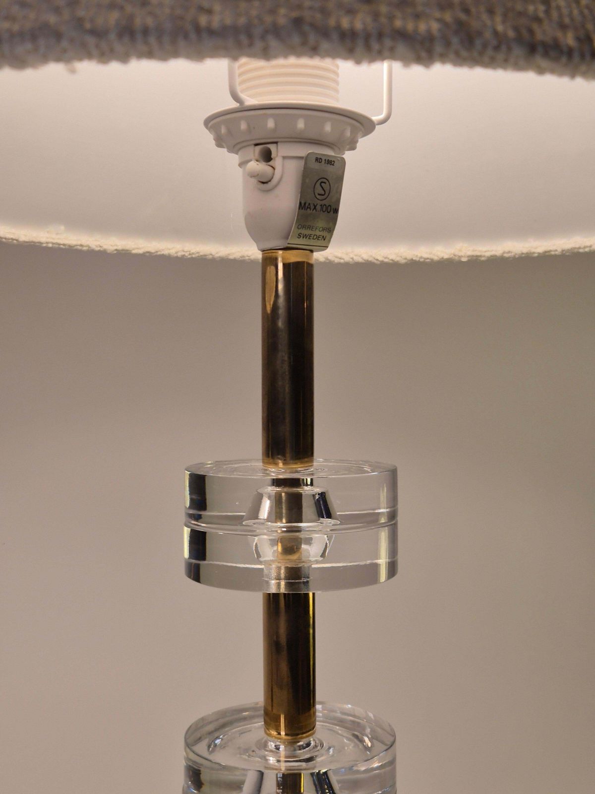 Timeless Pair Of Scandinavian Modern Table Lamps With Orrefors Glass And Brass photo Lighting