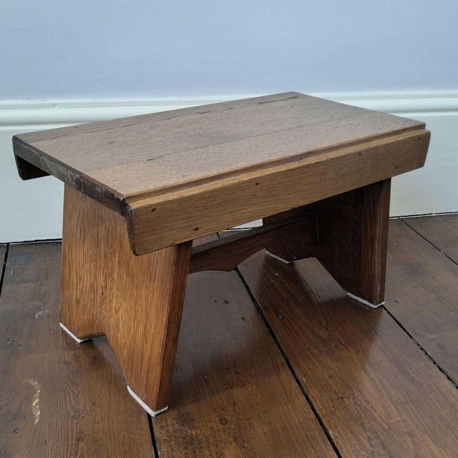 Vintage Square Wooden Low Oak Bench Rustic Farmhouse Original